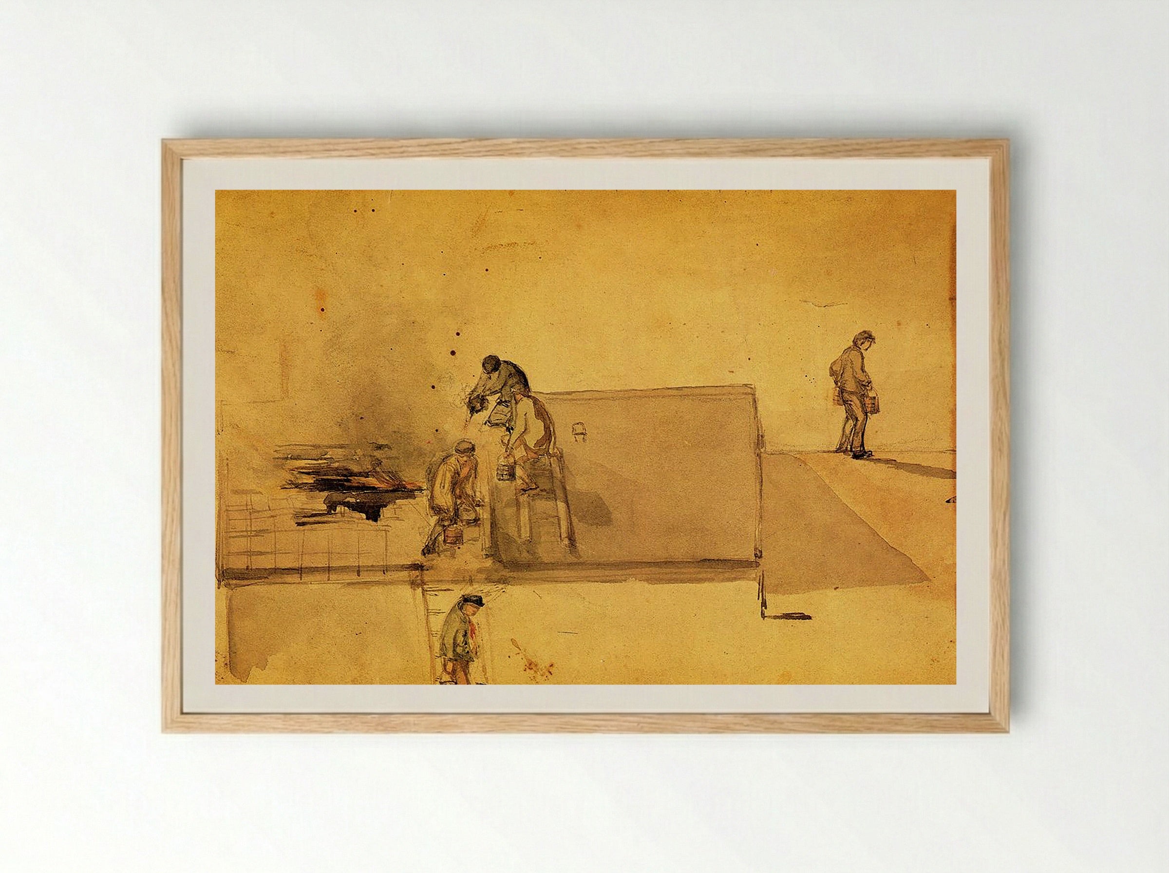 A Fire at Pomfret - Fine Art Print - Framed Print Wood