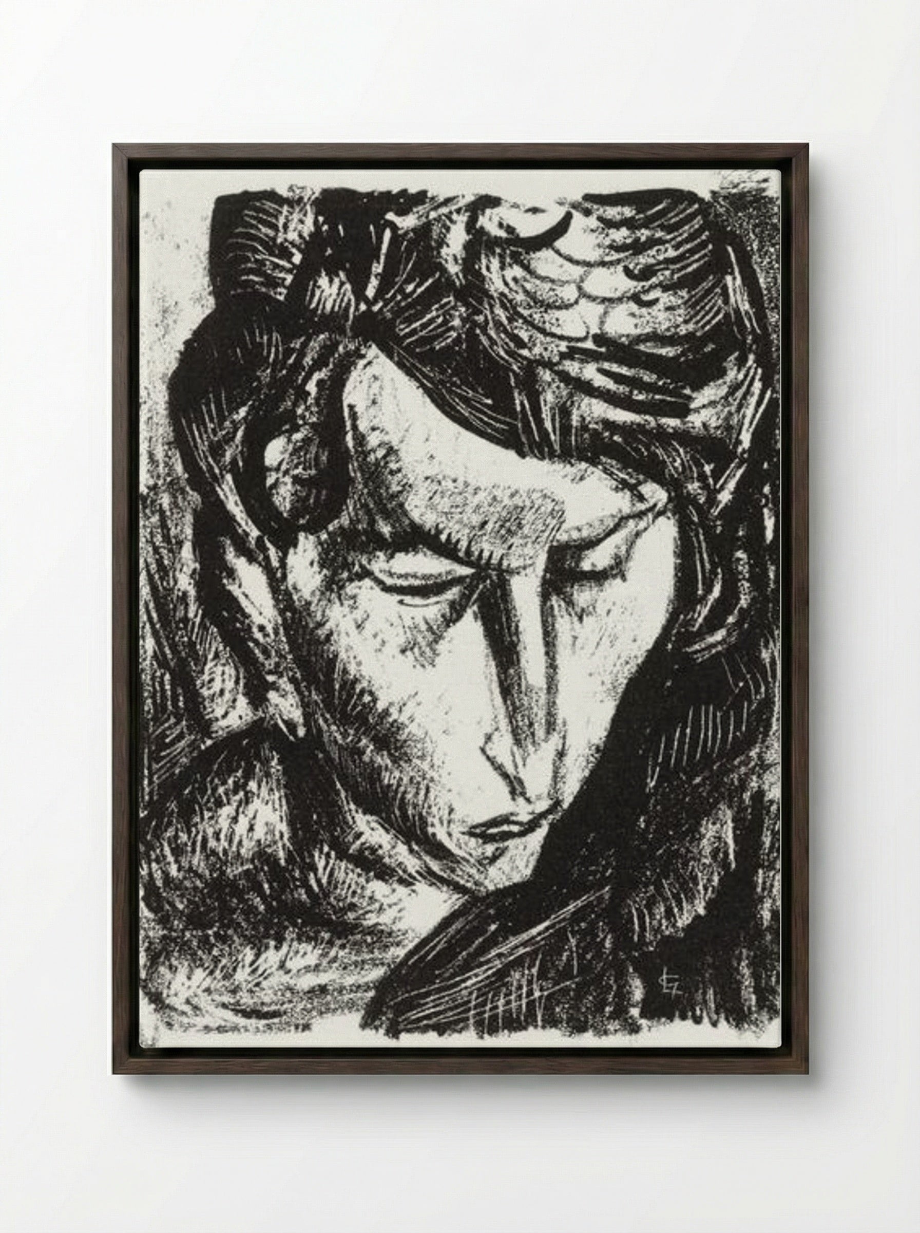 Portrait of an Unknown Woman - Leo Gestel - Framed Canvas Dark Wood