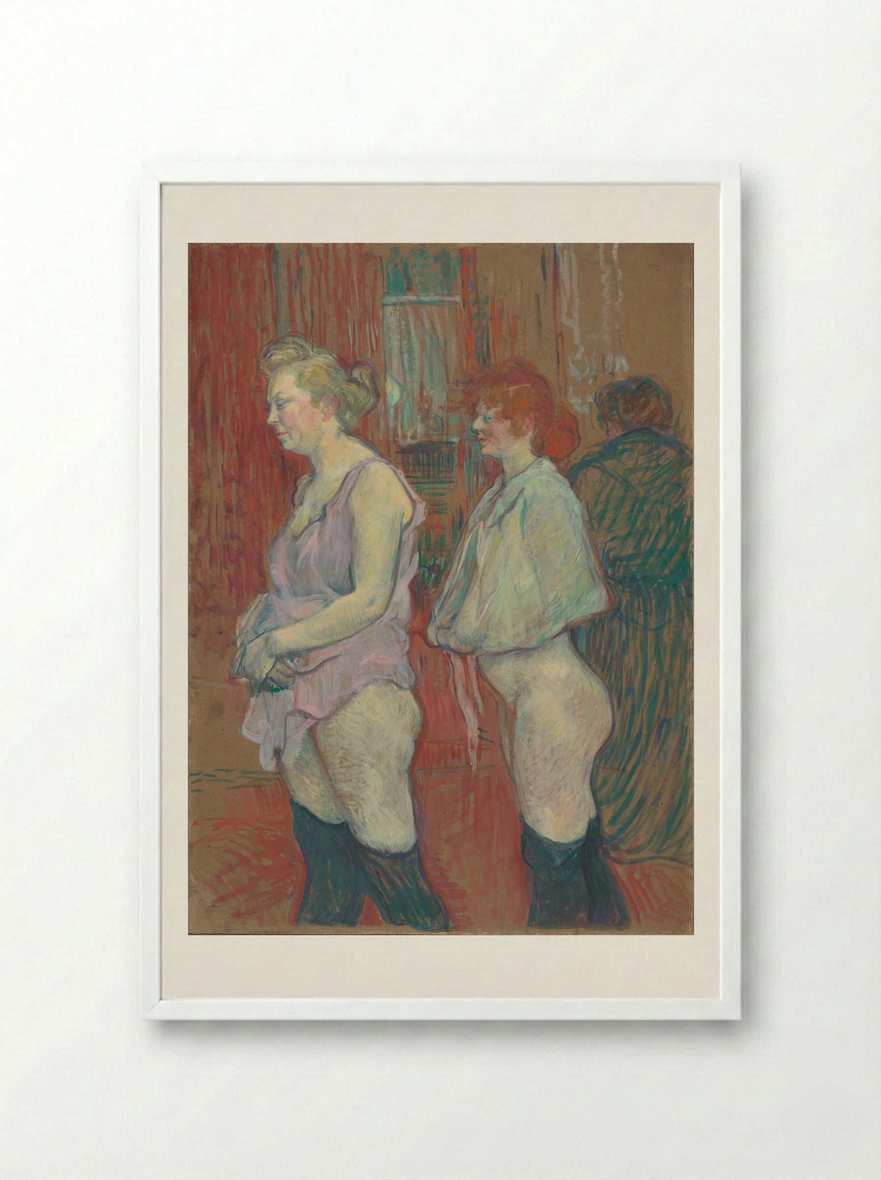 Rue des Moulins - Henri de Toulouse-Lautrec - Framed Print White