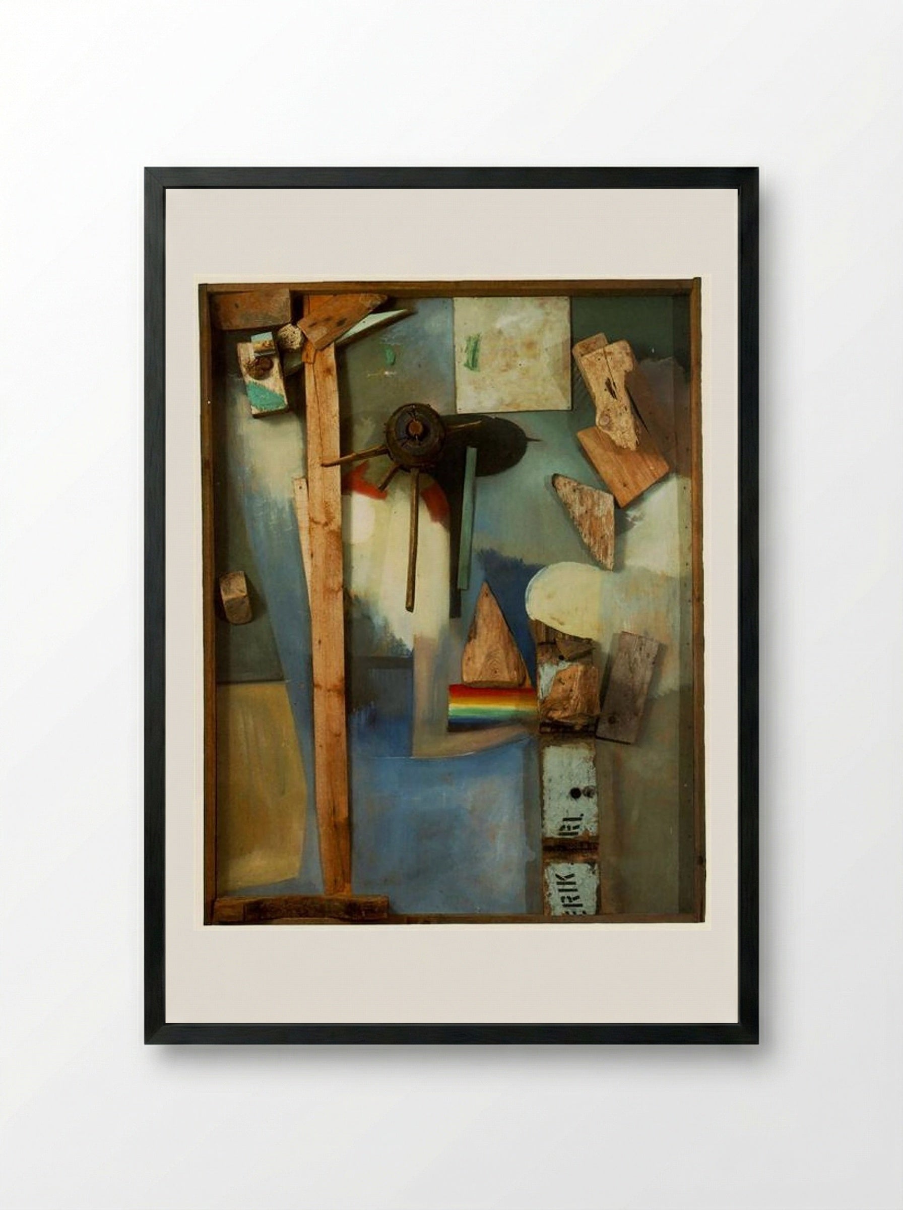 Merzpicture with Rainbow - Kurt Schwitters - Framed Print Black