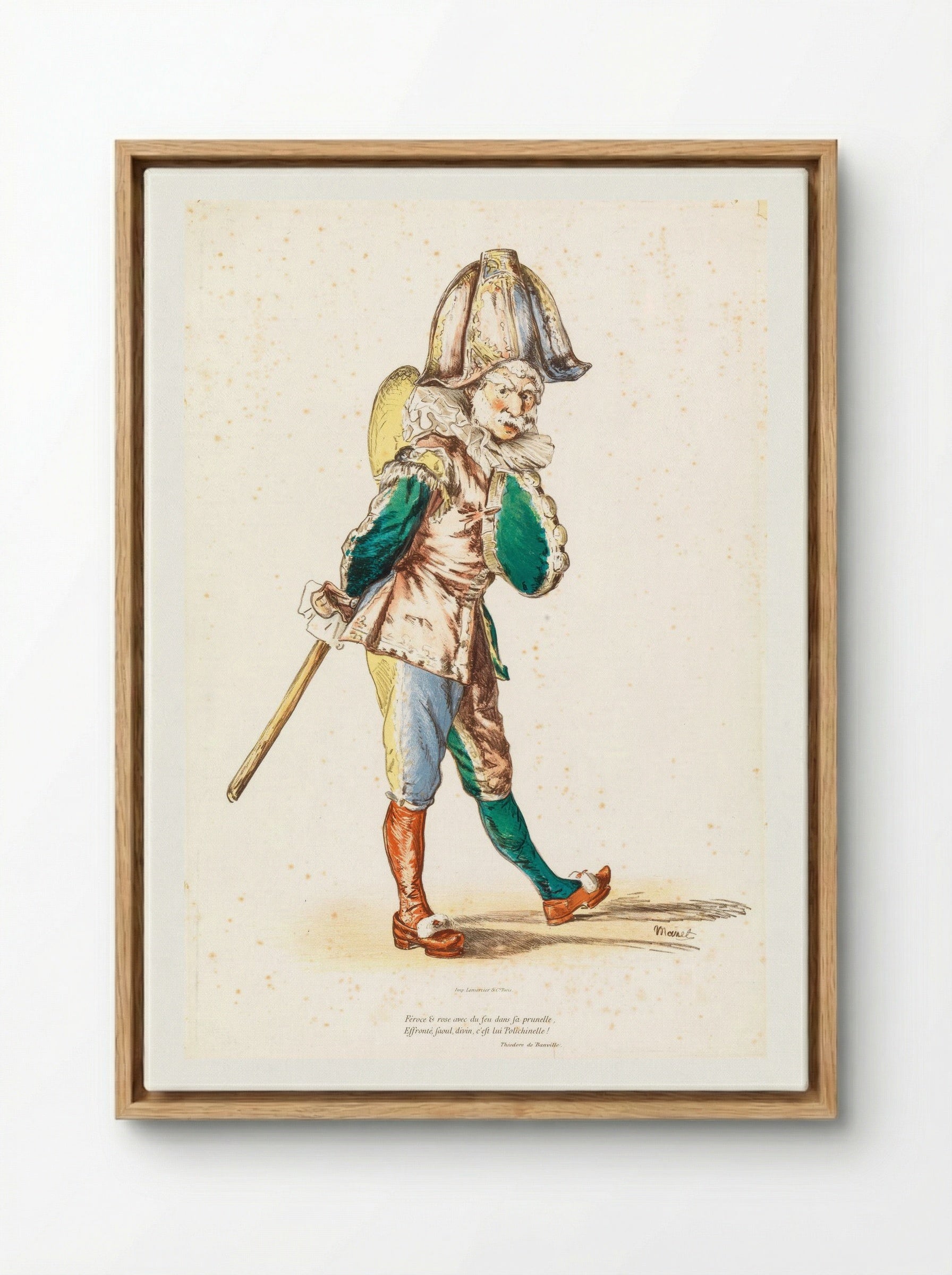 Polichinelle - Édouard Manet - Framed Canvas Wood