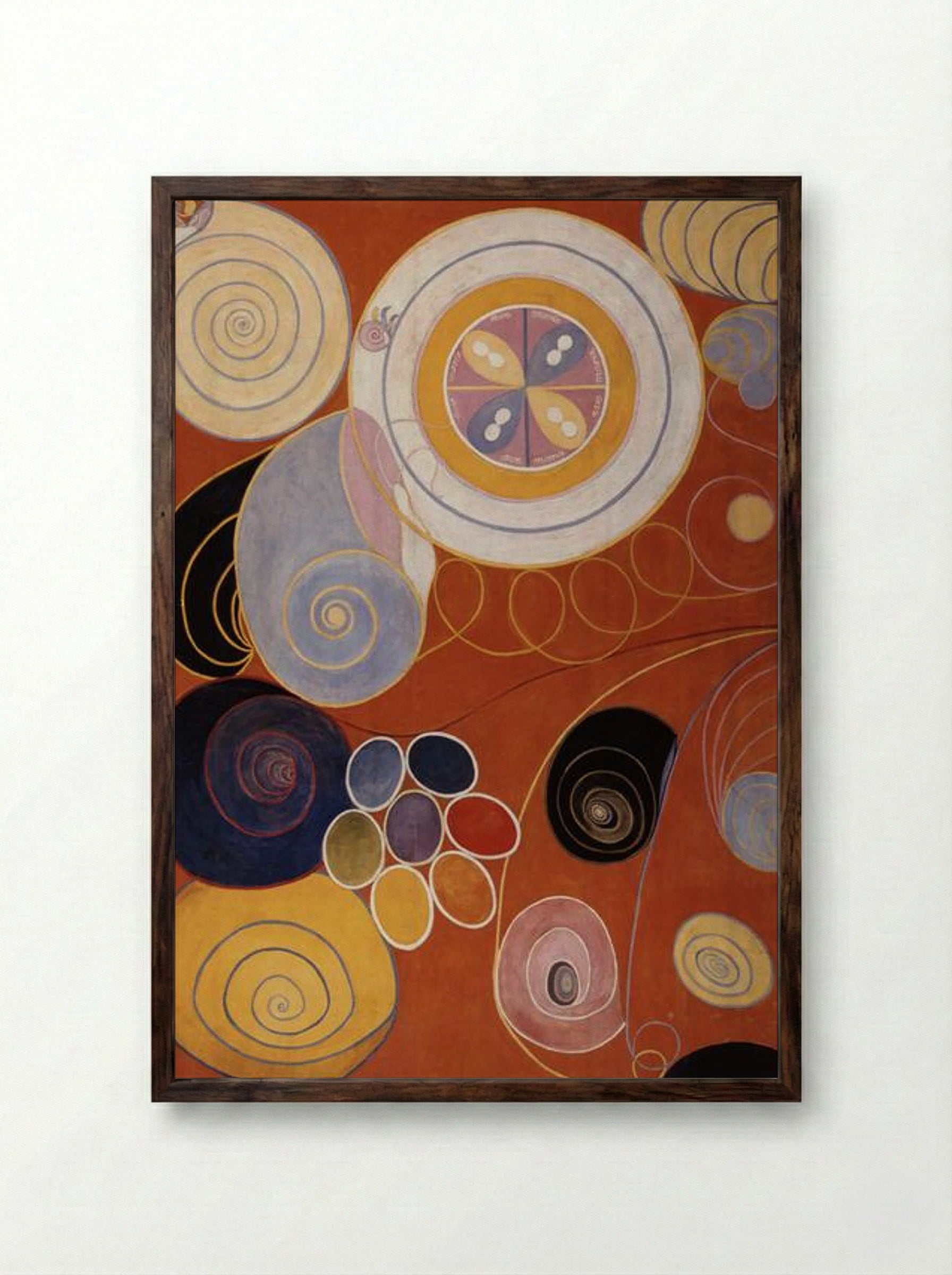Untitled (Geometric Composition with Spirals and Circles) - Hilma af Klint - Framed Print Dark Wood