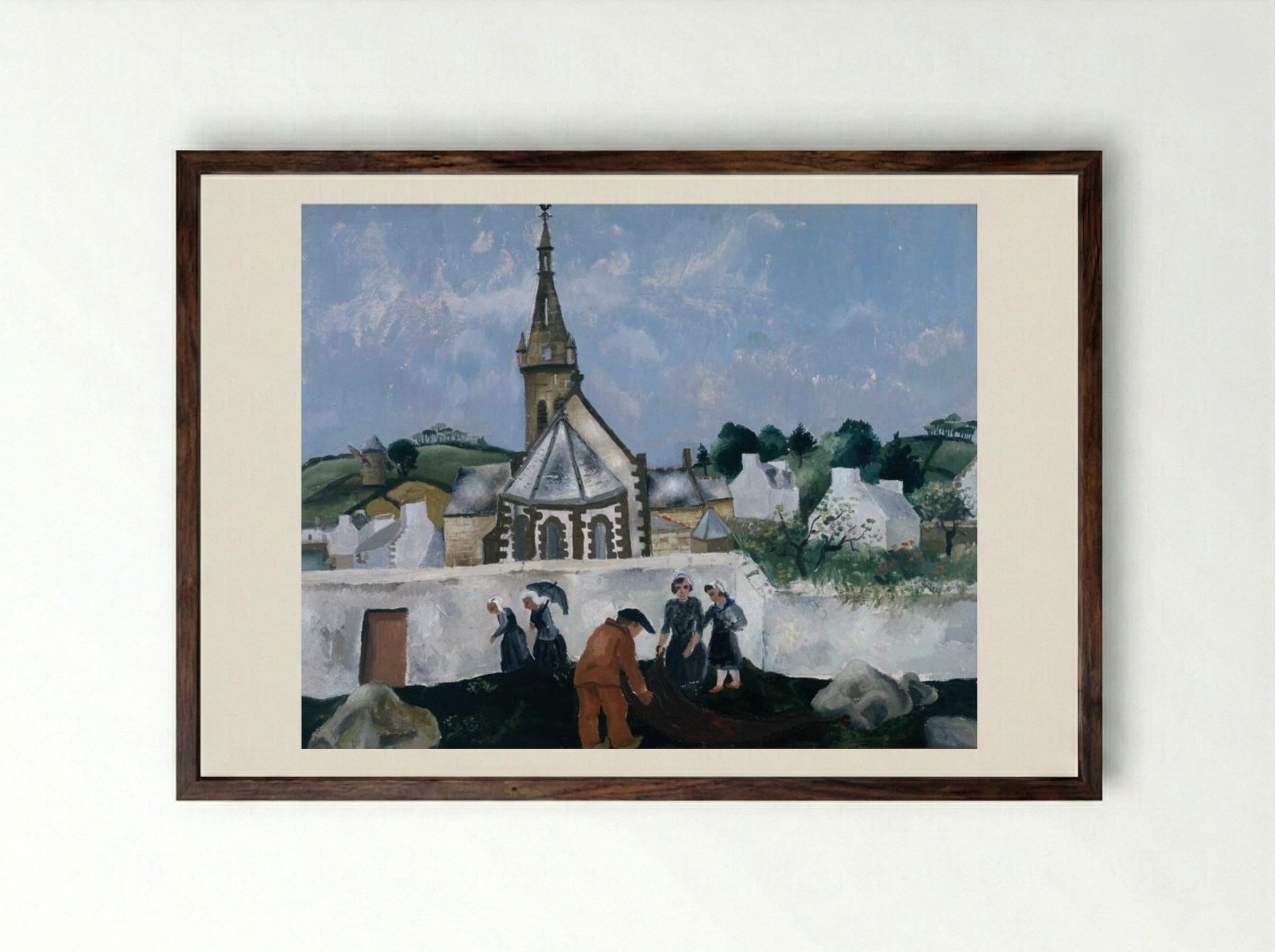 Church at Tréboul - Christopher Wood - Framed Print Dark Wood
