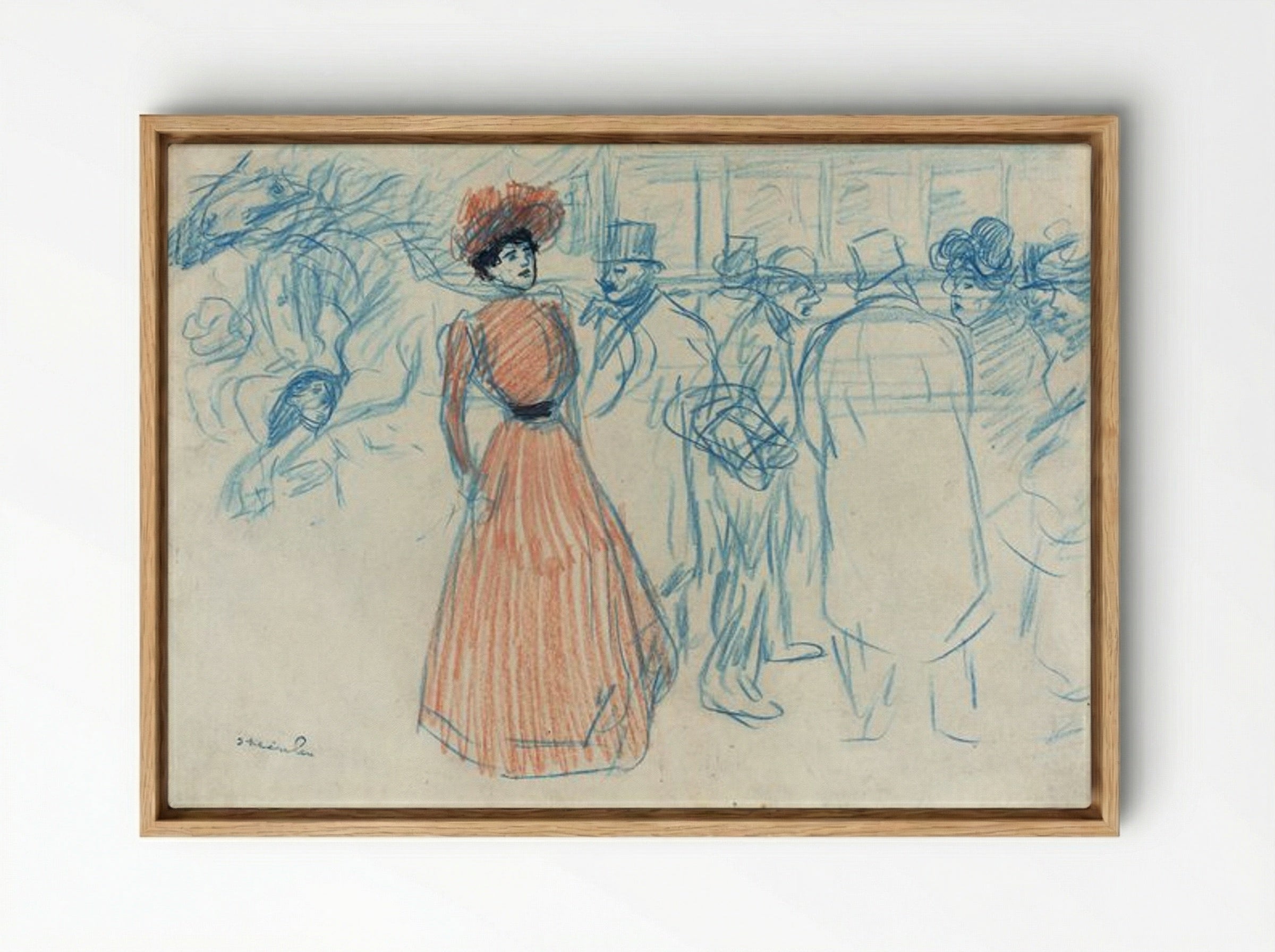 Woman at the Bus Stop - Théophile Alexandre Steinlen - Framed Canvas Wood