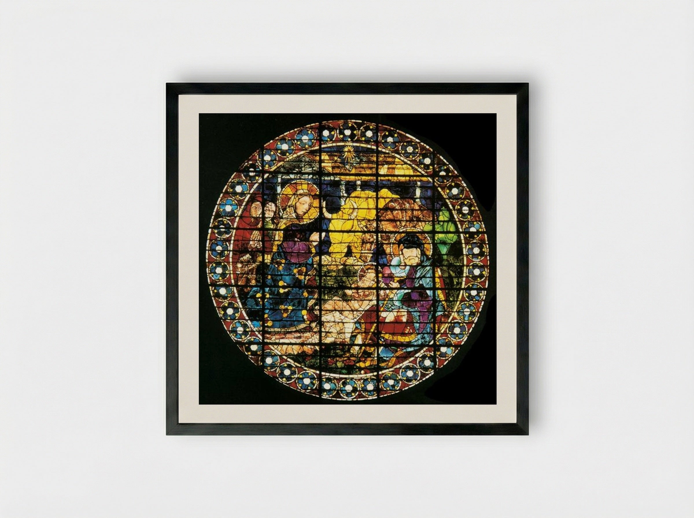 Oculus depicting The Nativity - Paolo Uccello - Framed Print Black