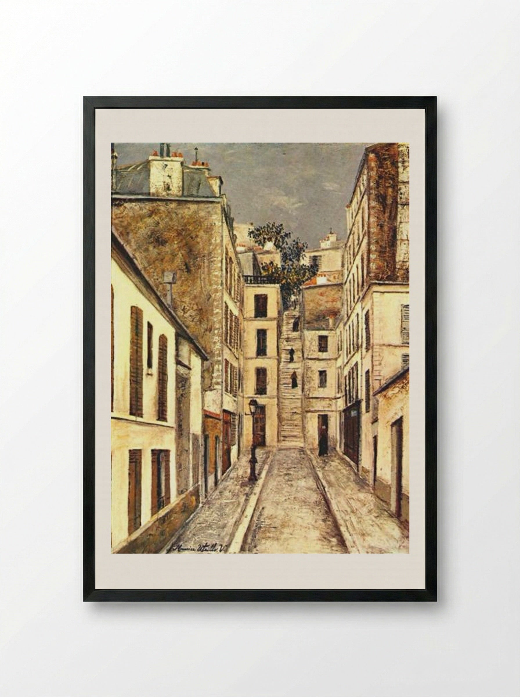 The Passage (The Dead End) - Maurice Utrillo - Framed Print Black