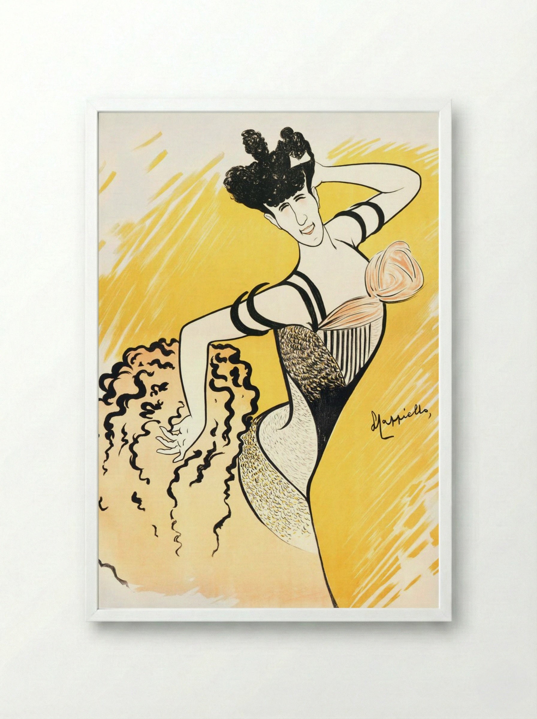 Louise Balthy at the Folies-Bergère - Leonetto Cappiello - Framed Print White
