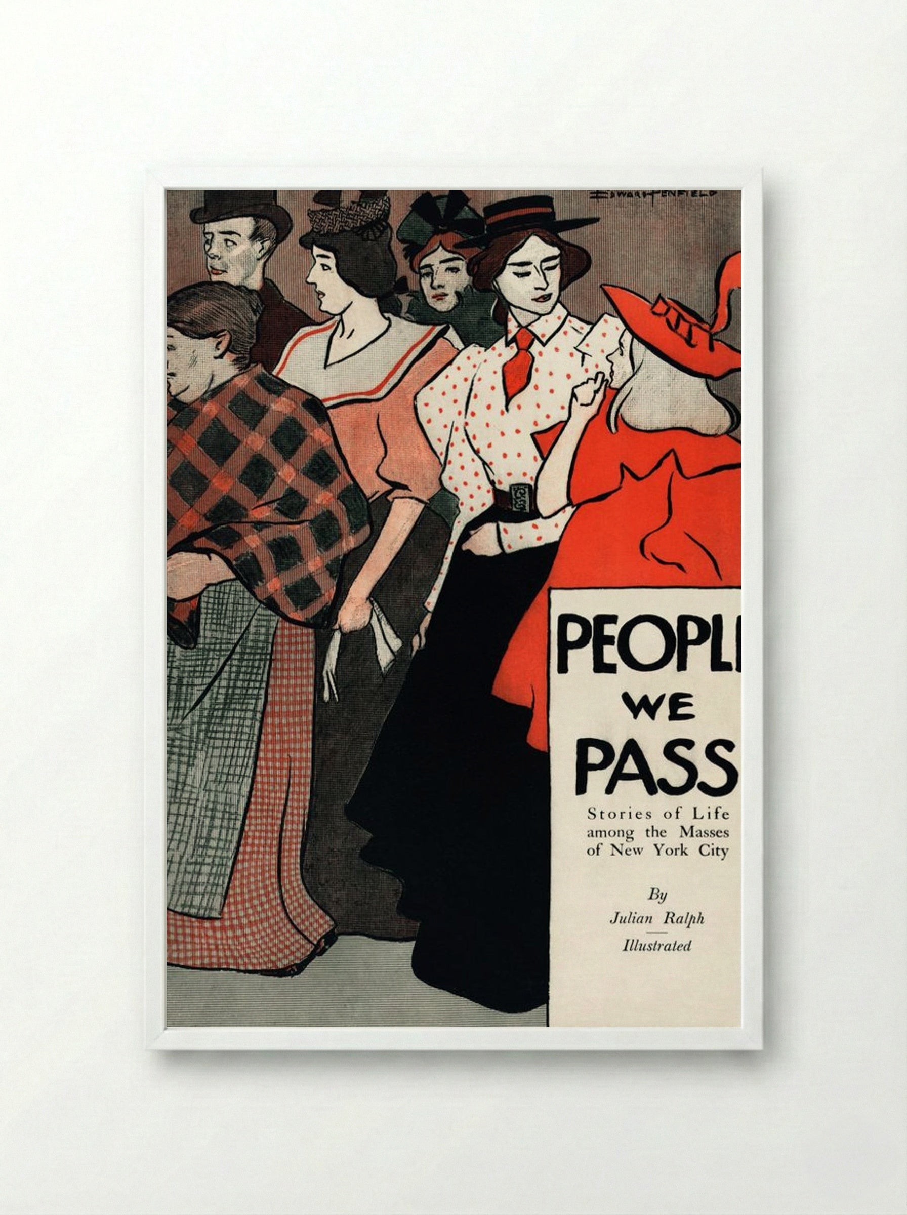 People We Pass - Edward Penfield - Framed Print White