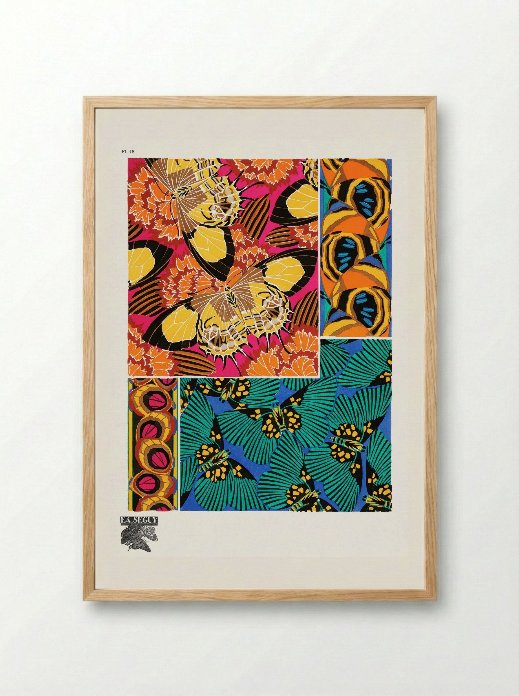 Papillons, Plate 18 (Butterfly Pattern) - Émile-Allain Séguy - Framed Print Wood