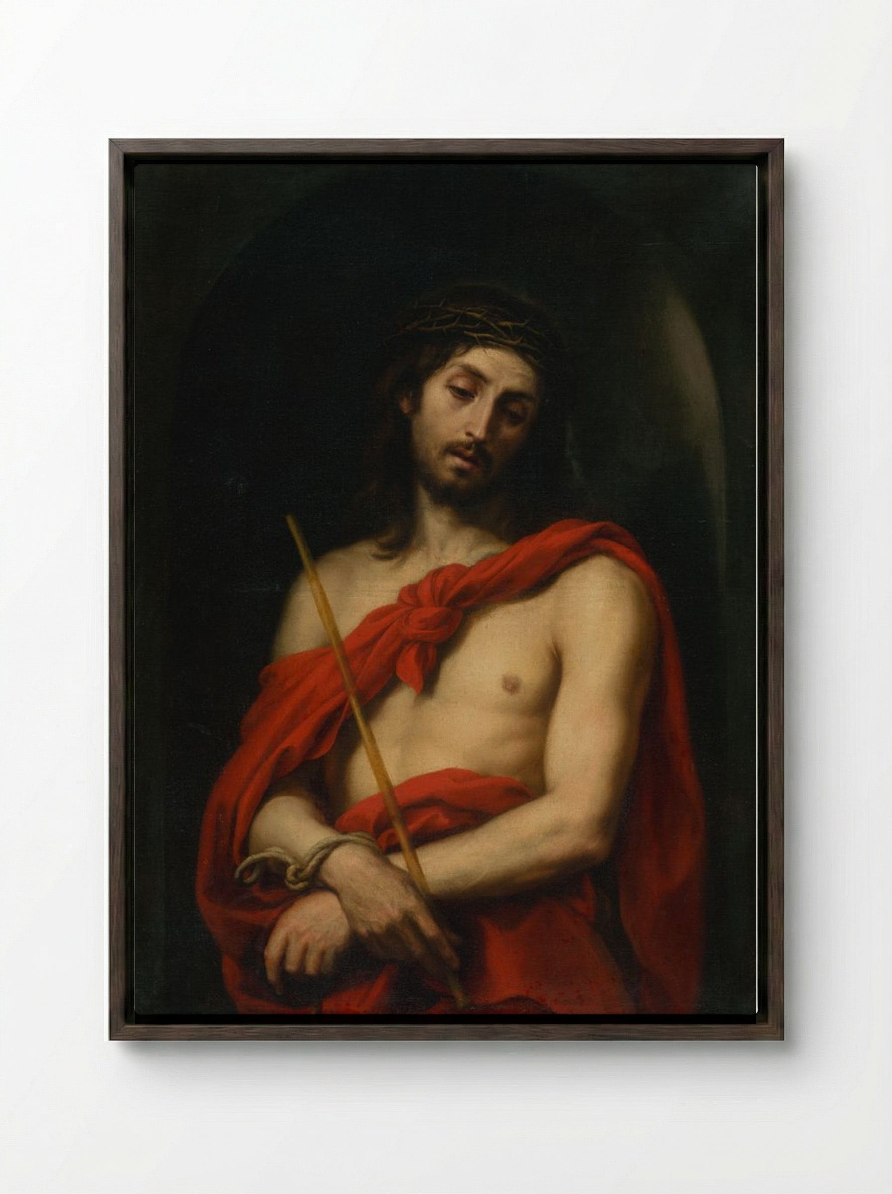 Ecce Homo - Bartolomé Esteban Murillo - Framed Canvas Dark Wood