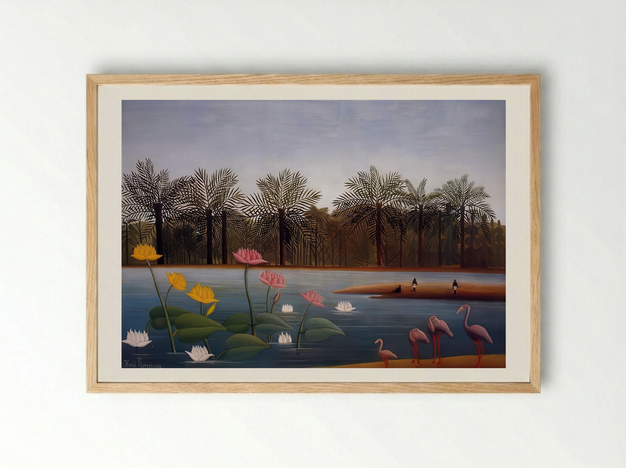 The Flamingoes by Henri Rousseau – Naïve Art Tropical Bird Print - Framed Print Wood
