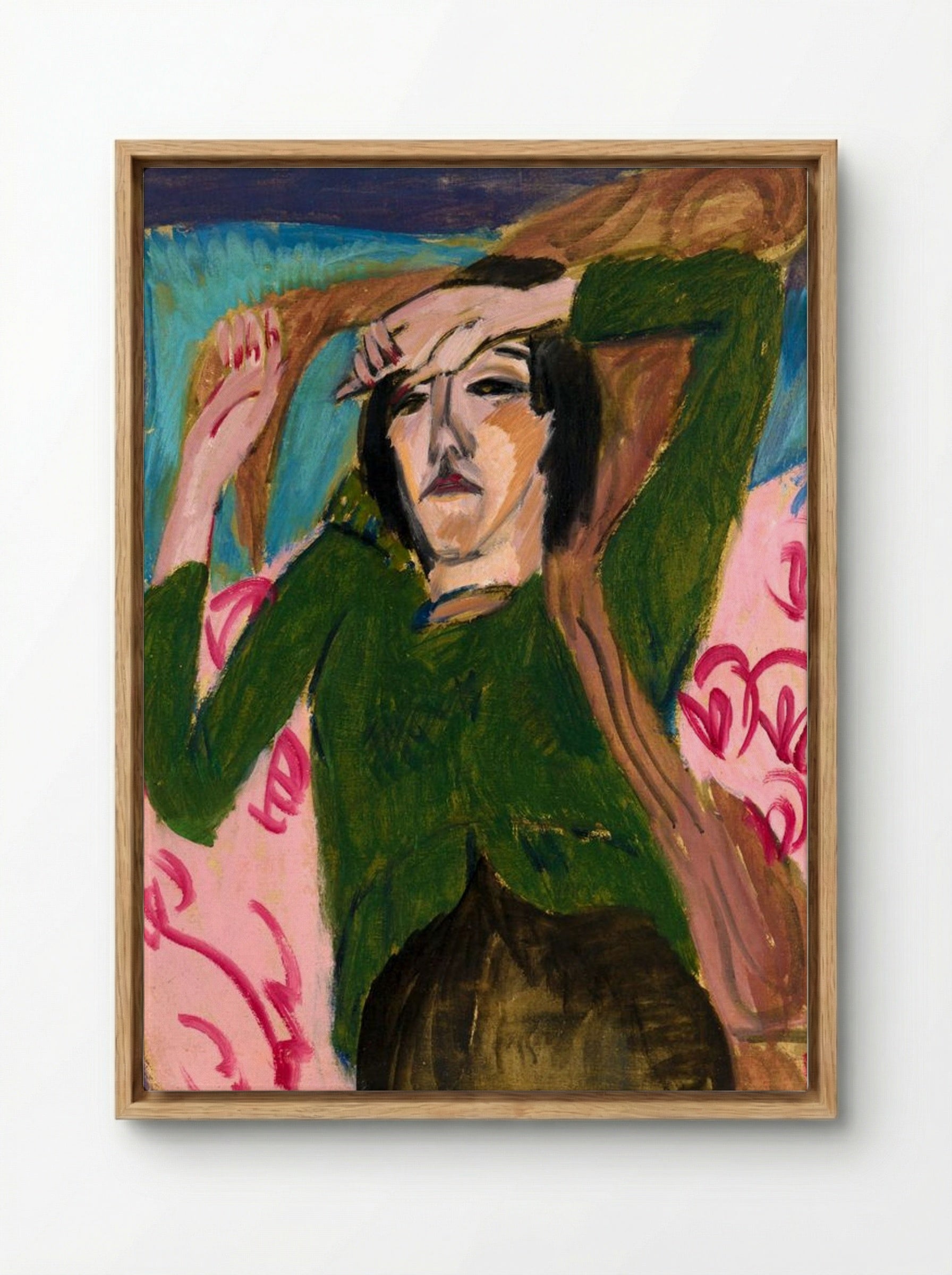 Woman in a Green Blouse - Ernst Ludwig Kirchner - Framed Canvas Wood