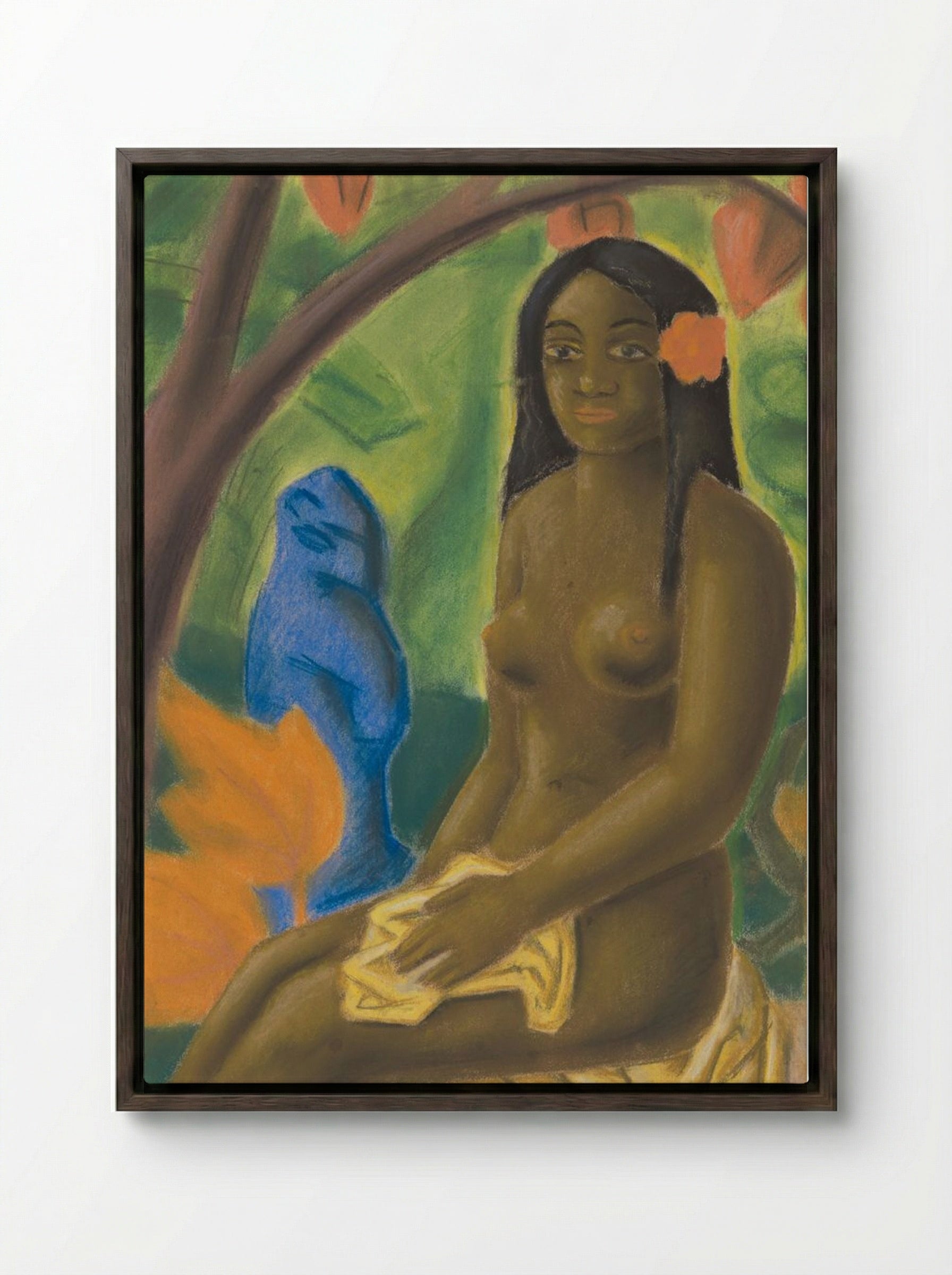 Girl of Tahiti - Mikuláš Galanda - Framed Canvas Dark Wood