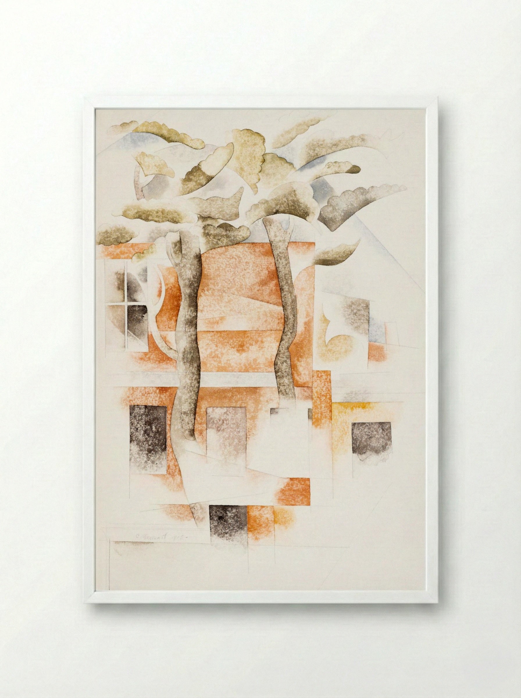 Bermuda Houses Seen Through Trees - Charles Demuth - Framed Print White