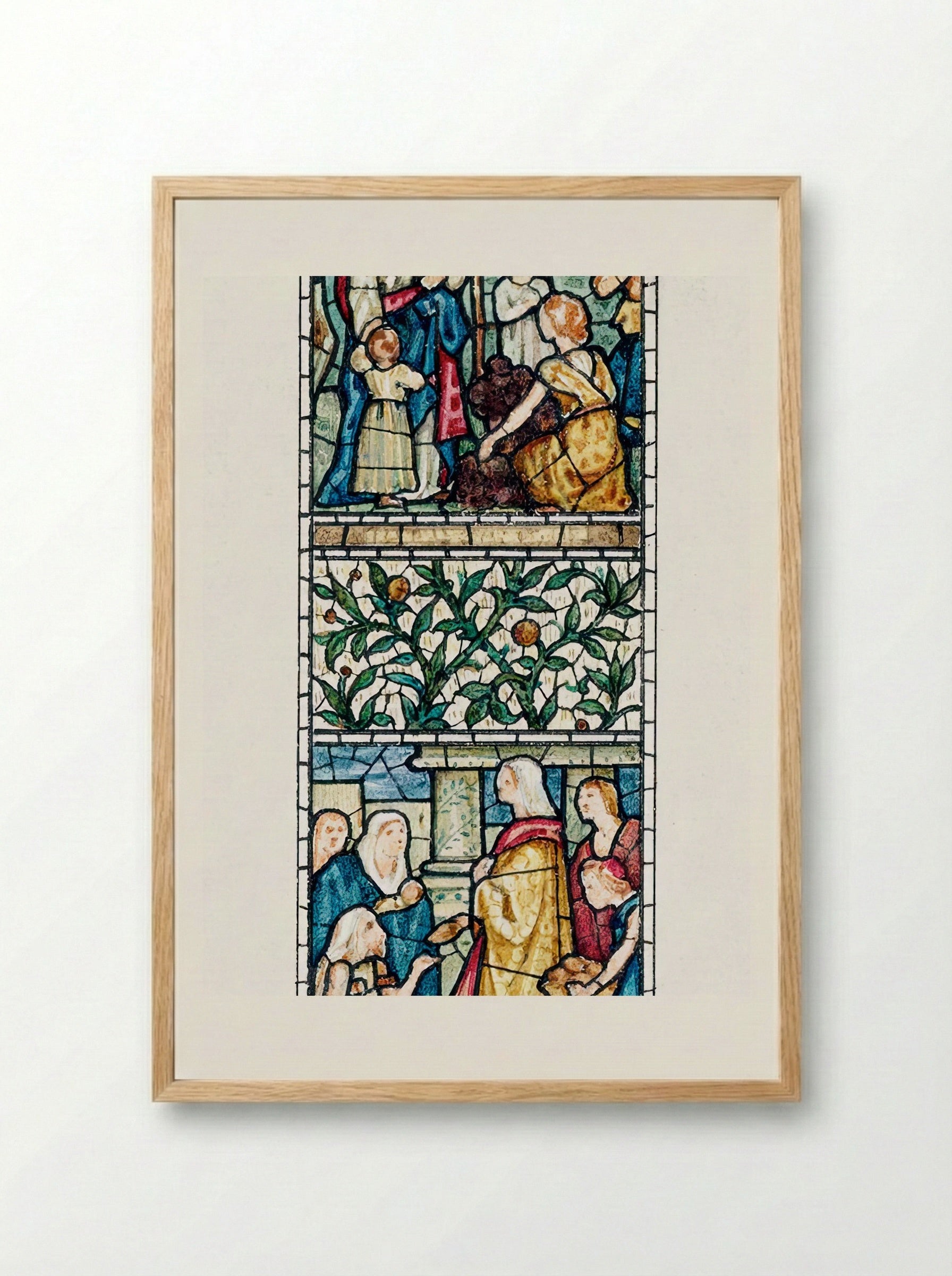 Design for Stained Glass, Southeast Window, Nave, Paisley Abbey, Scotland - Edward Burne-Jones - Framed Print Wood