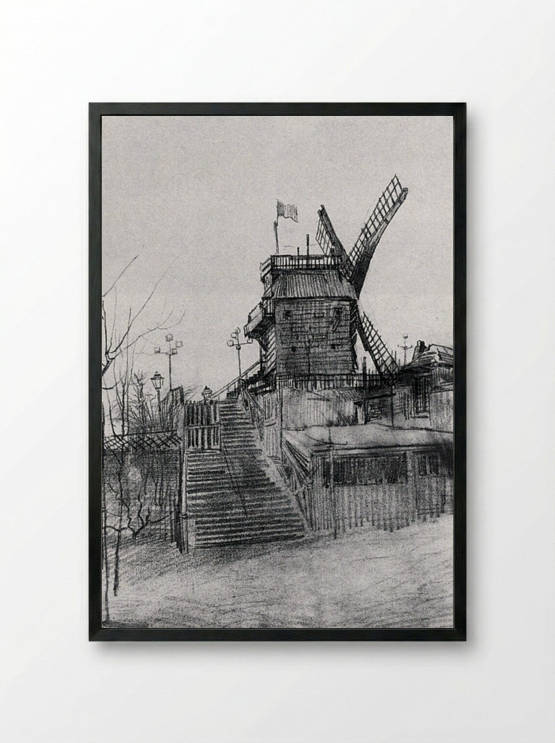 Le Moulin de la Galette - Vincent van Gogh - Framed Print Black