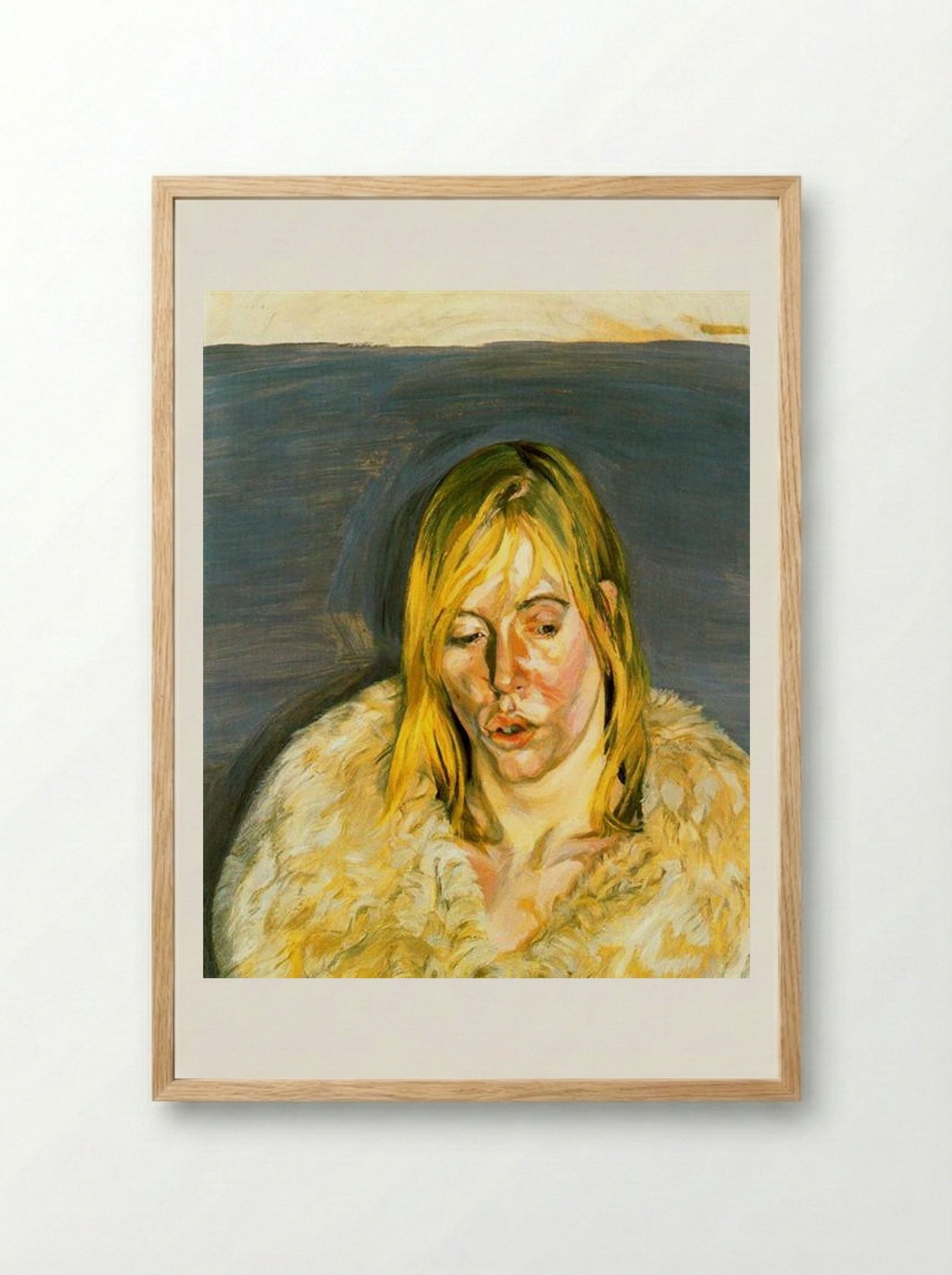 Girl in a Fur Coat - Lucian Freud - Framed Print Wood