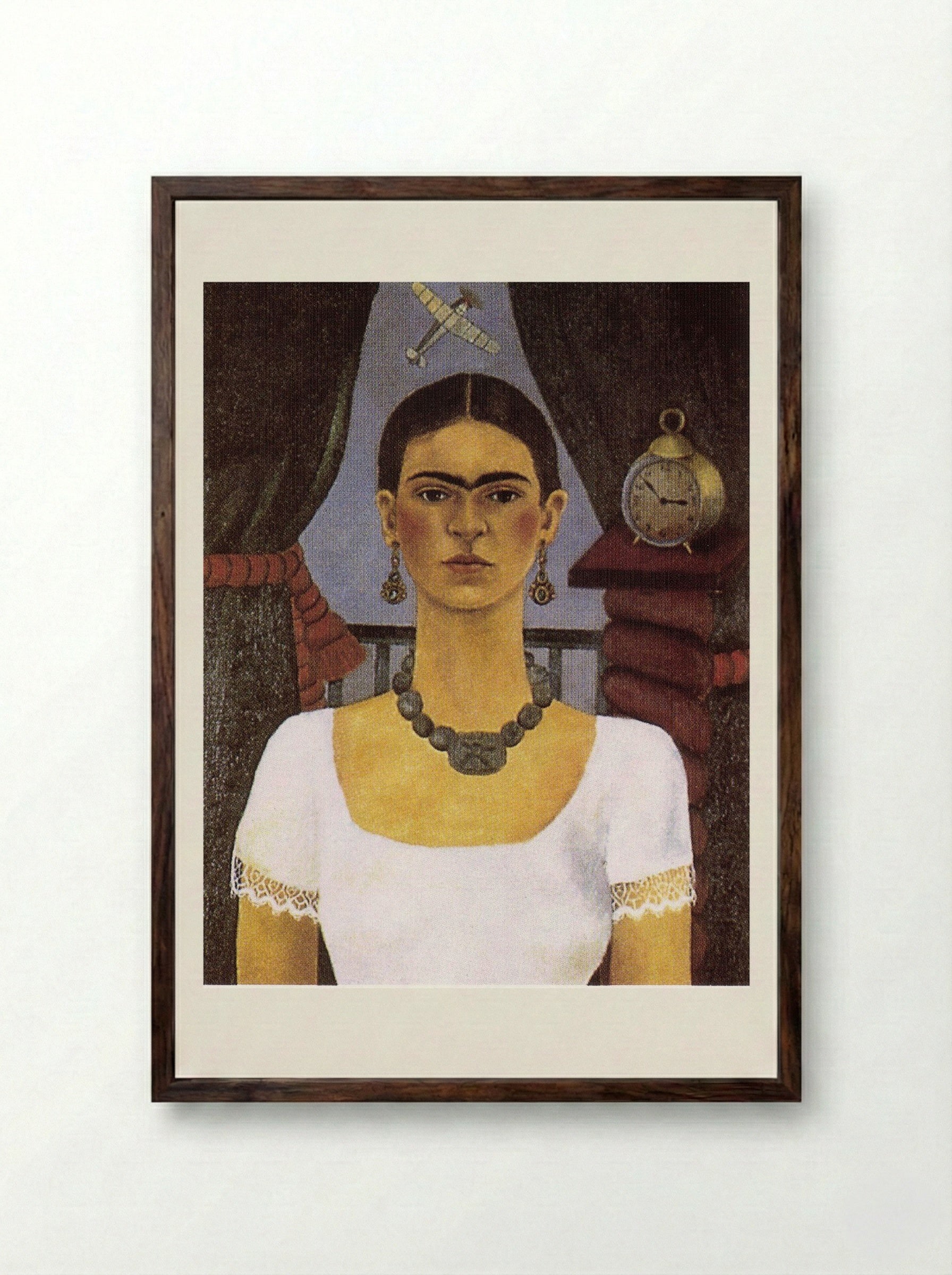 Time Flies - Frida Kahlo - Framed Print Dark Wood