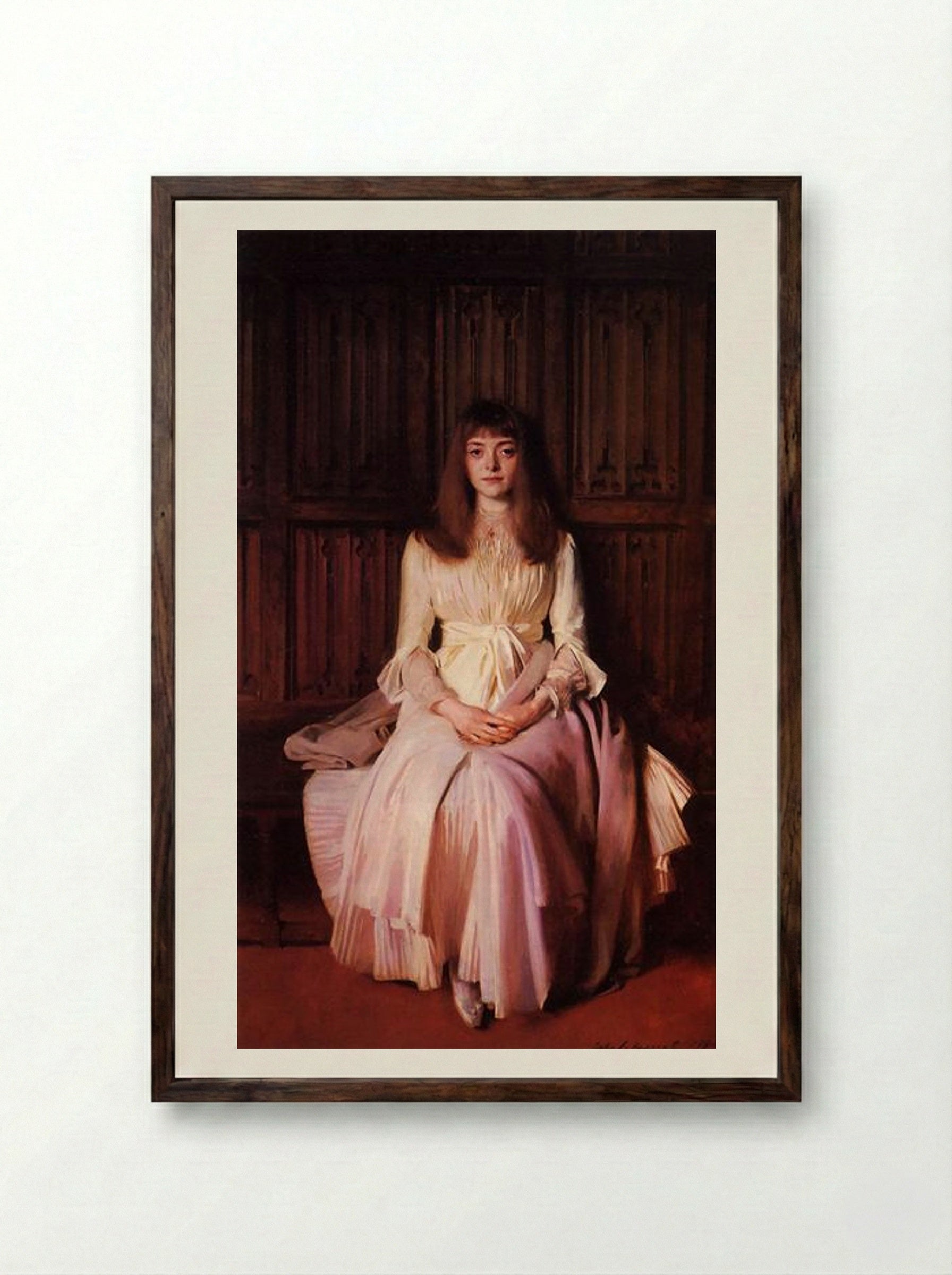Miss Elsie Palmer - John Singer Sargent - Framed Print Dark Wood