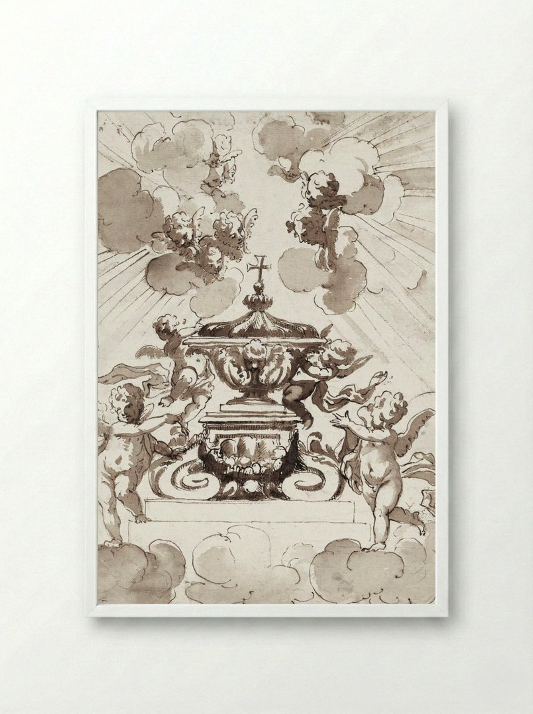 Glorification of the Host - Italian 18th Century - Framed Print White