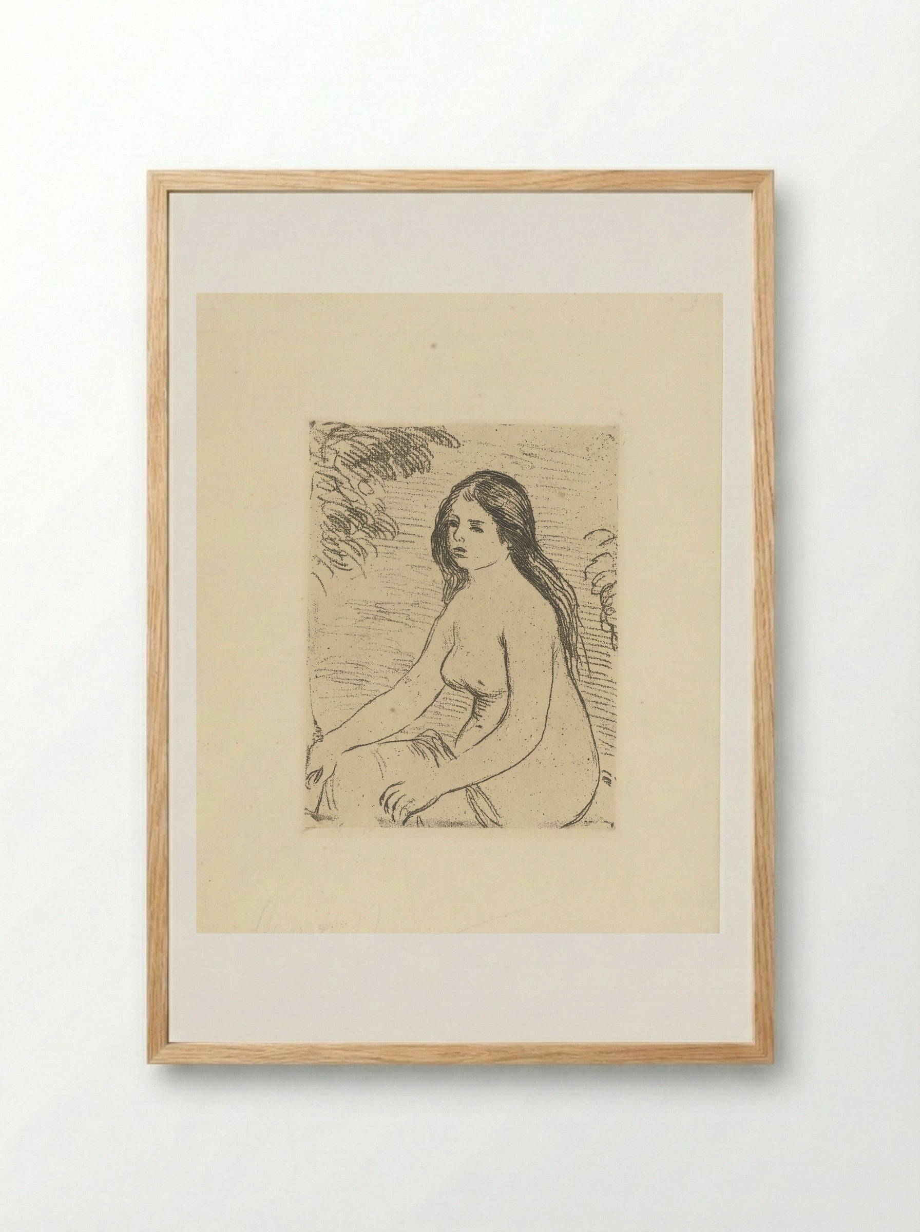 Zittende naakte vrouw (Seated Nude) - Pierre-Auguste Renoir - Framed Print Wood