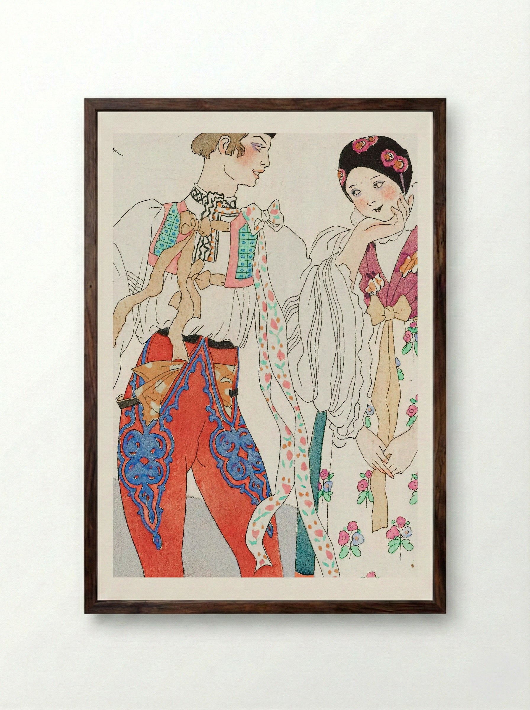 Le Coq du Village - George Barbier - Framed Print Dark Wood