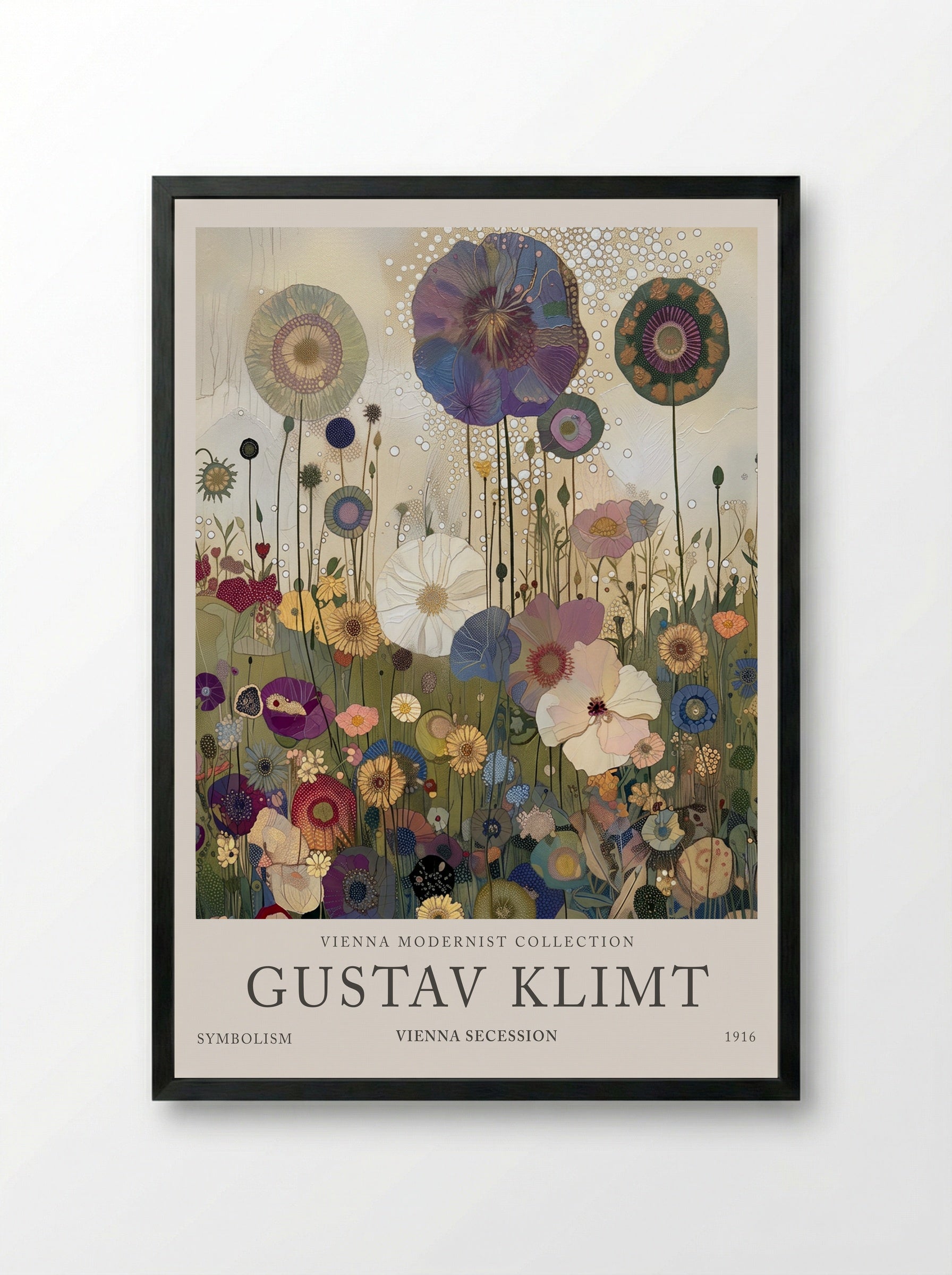 Golden Meadow Bloom – Gustav Klimt - Framed Print Black
