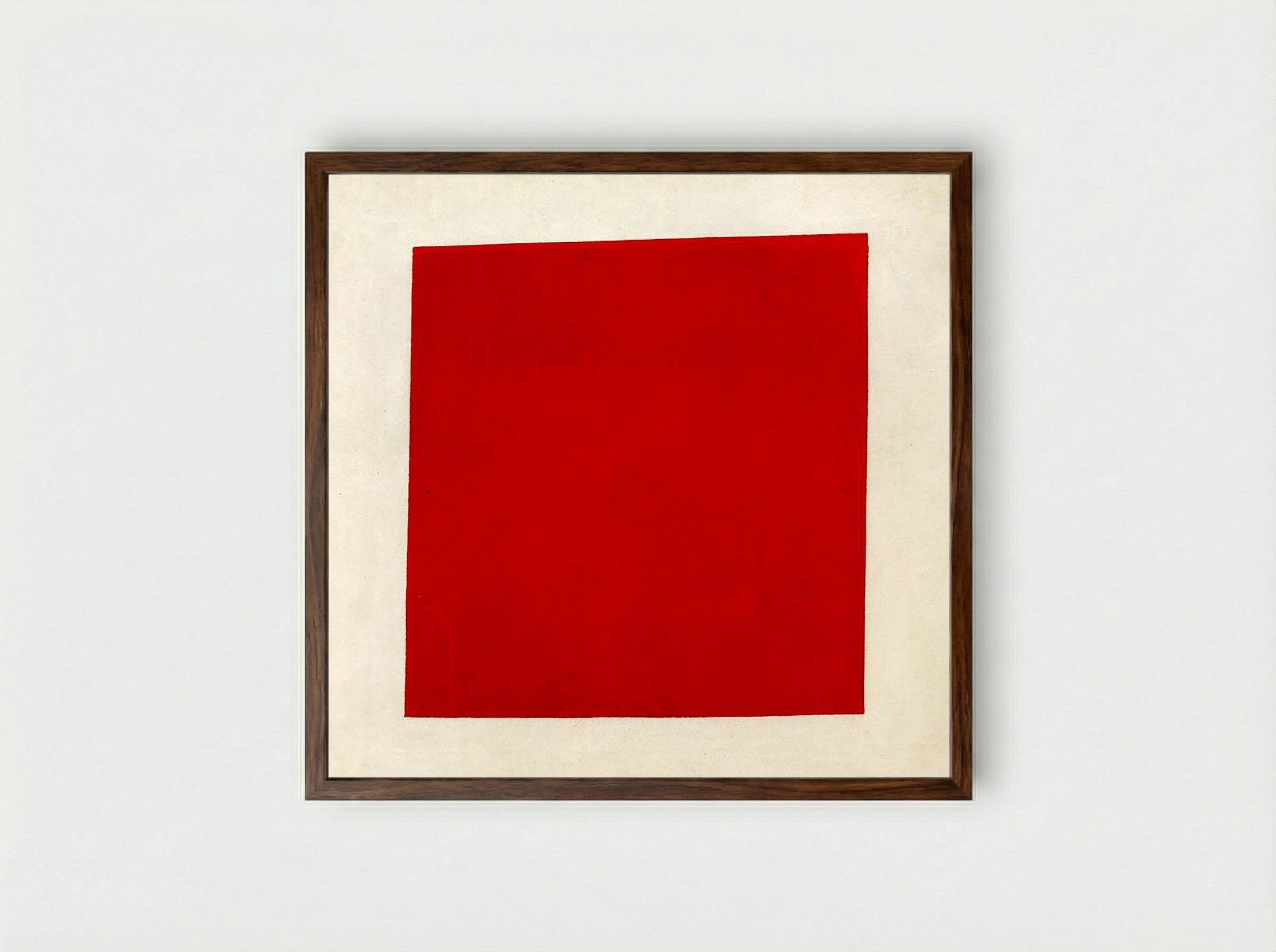 Red Square: Painterly Realism of a Peasant Woman in Two Dimensions - Kazimir Malevich - Framed Print Dark Wood