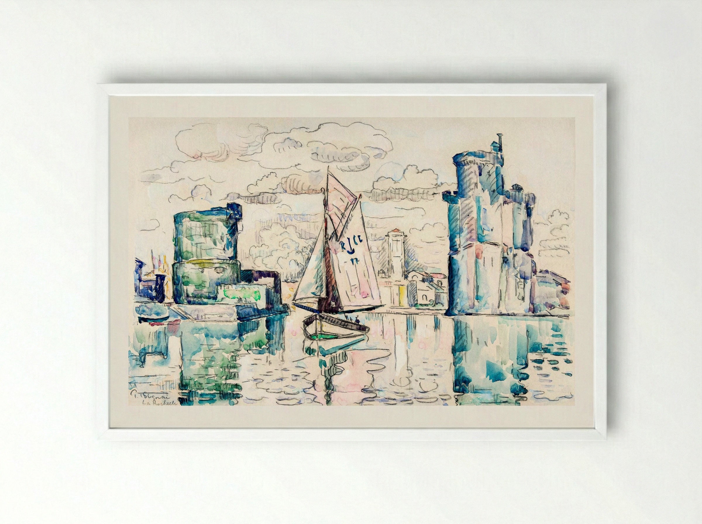 Entrance to the Harbour of La Rochelle - Paul Signac - Framed Print White