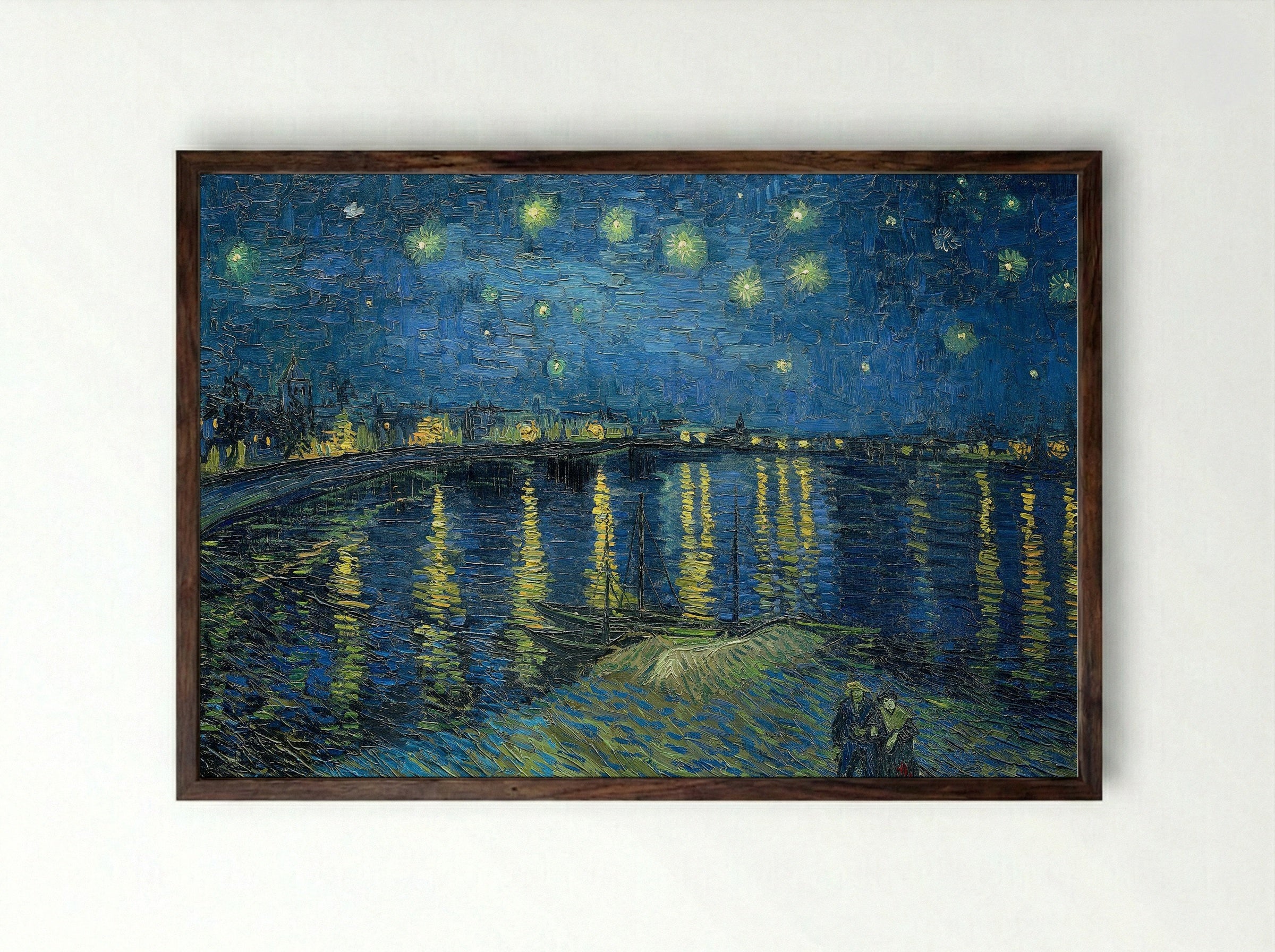 Starry Night Over the Rhône - Vincent van Gogh - Framed Print Dark Wood