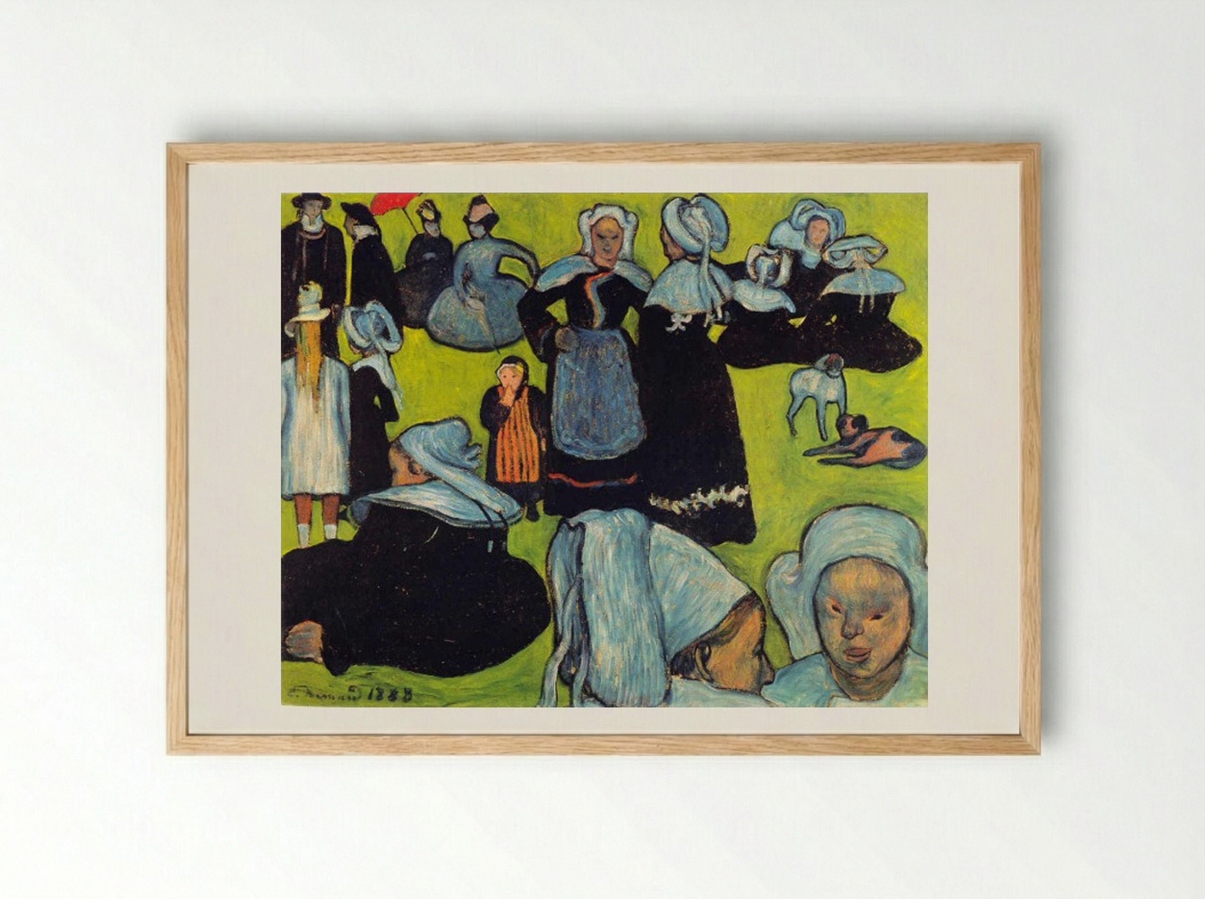 Breton Women in the Meadow - Émile Bernard - Framed Print Wood