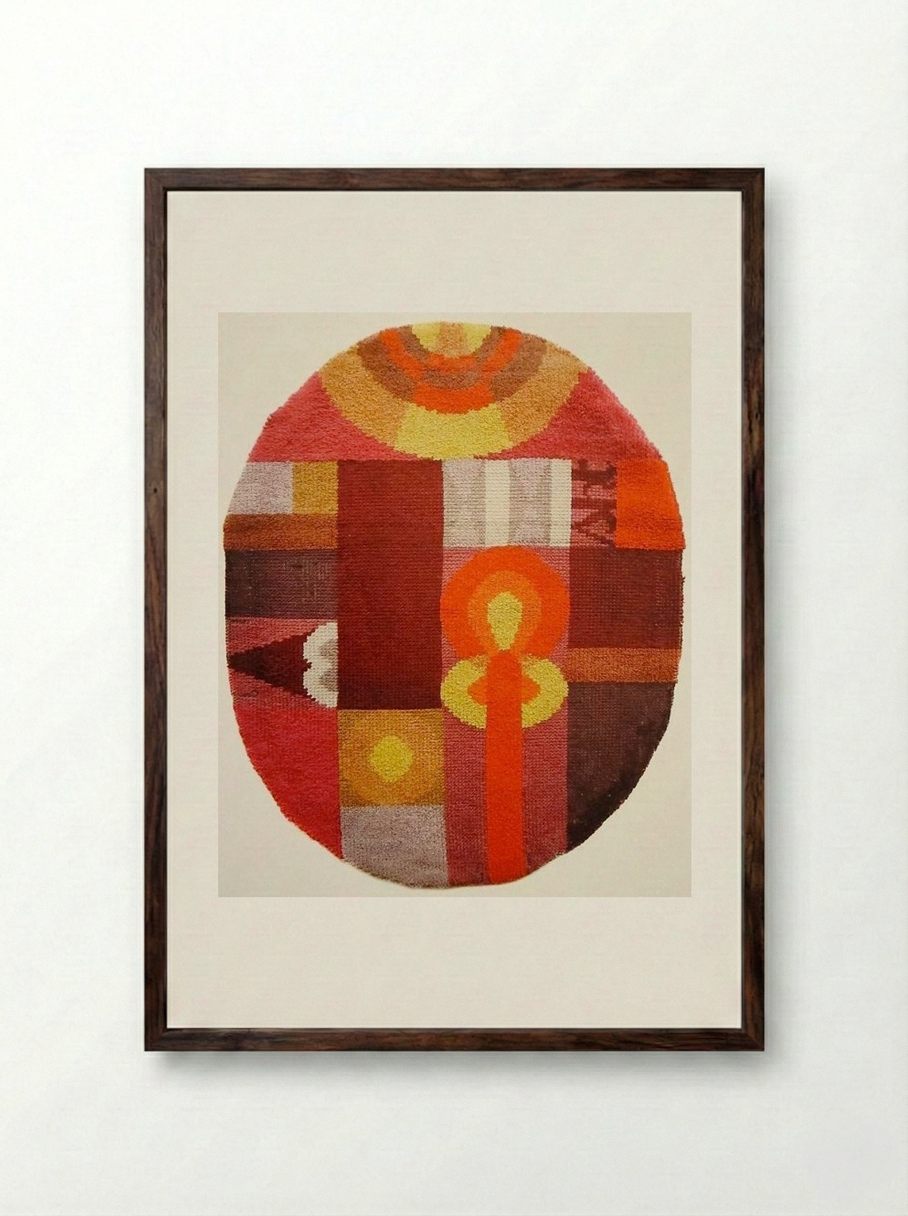 Oval Composition with Abstract Motifs - Sophie Taeuber-Arp - Framed Print Dark Wood