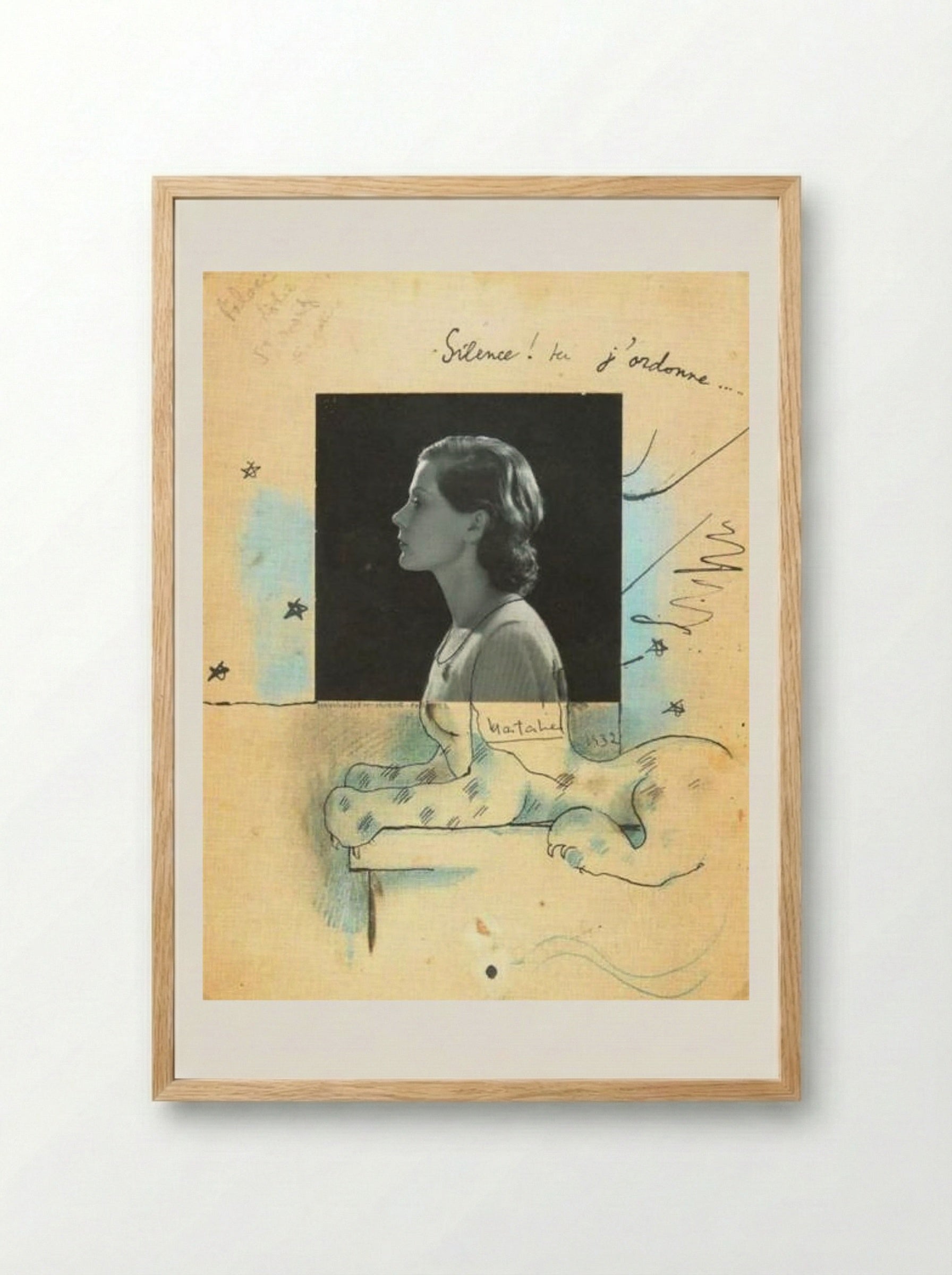 Silence! Ici j’ordonne… (Nathalie Paley en sphinx) - Jean Cocteau - Framed Print Wood