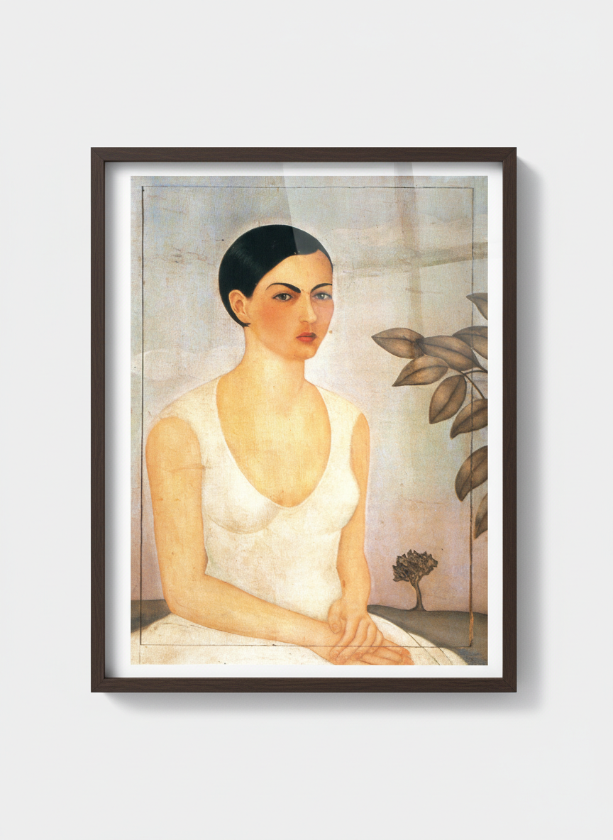 Portrait of Cristina, My Sister - Frida Kahlo - Framed Print Dark Wood