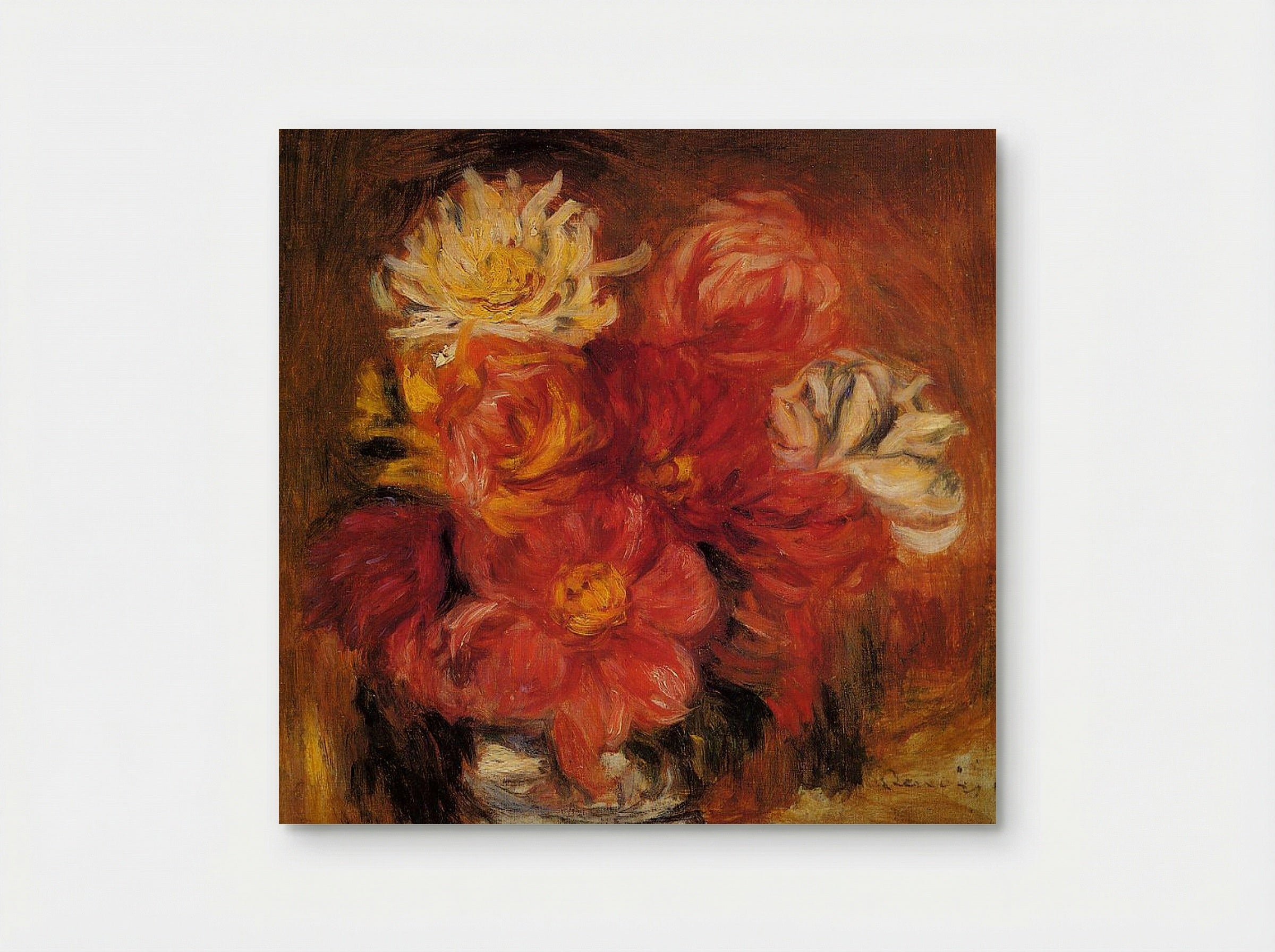 Dahlias in a Vase - Pierre-Auguste Renoir - Poster