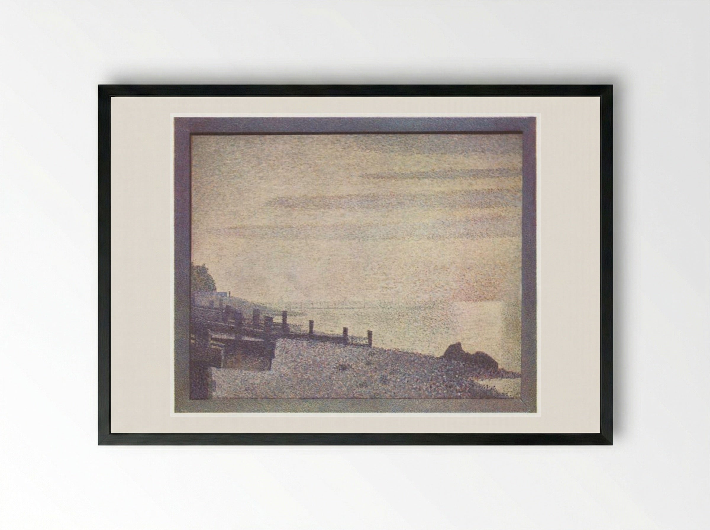 Mouth of the Seine at Honfleur, evening - Georges Seurat - Framed Print Black