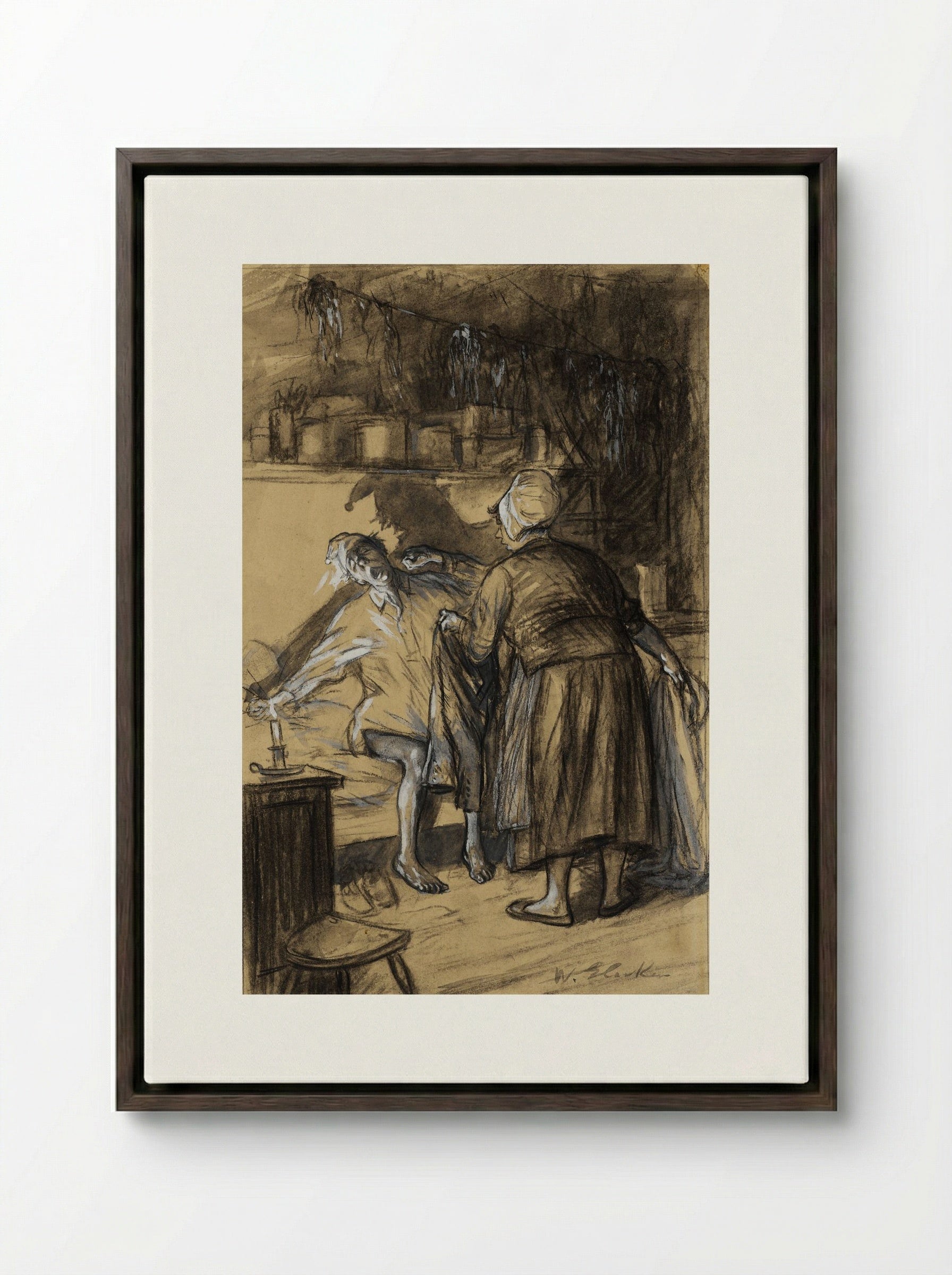 Here Are Your Trousers - William James Glackens - Framed Canvas Dark Wood