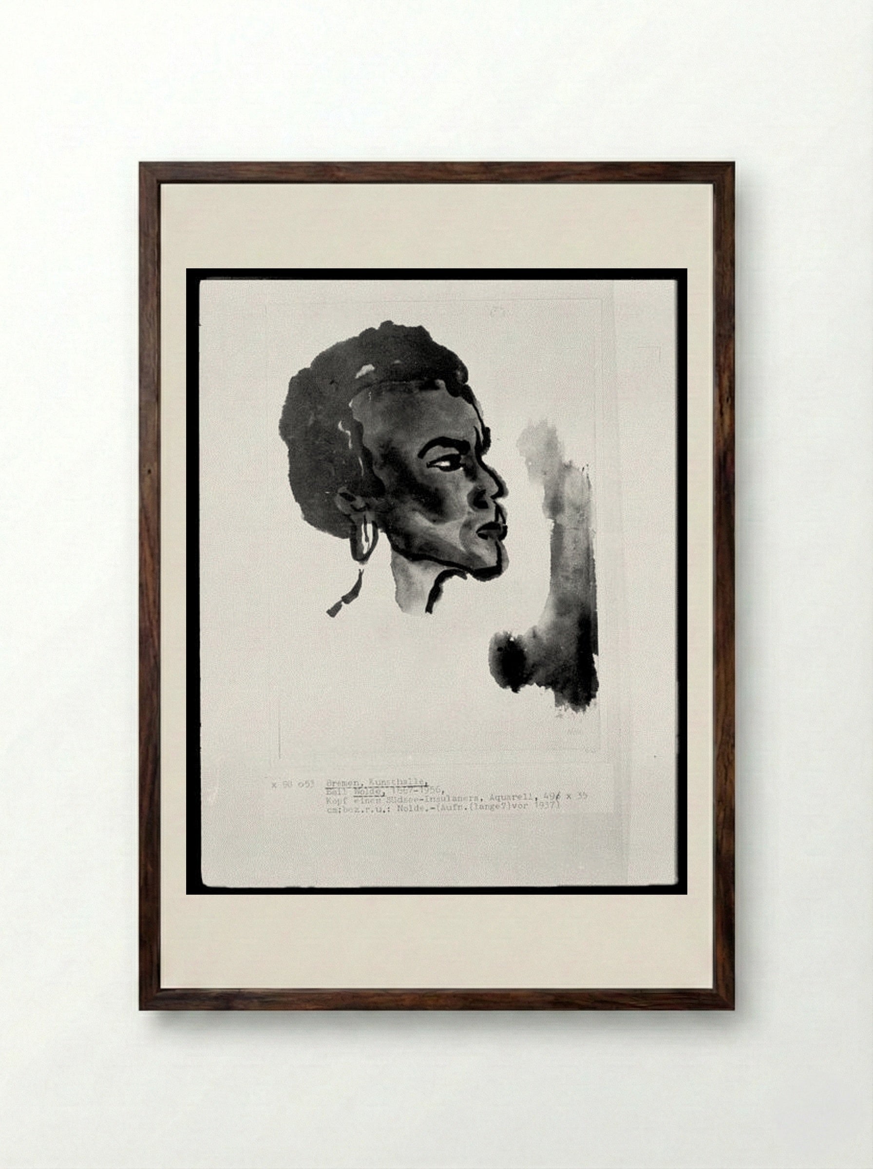 Portrait of South Sea Islander - Emil Nolde - Framed Print Dark Wood