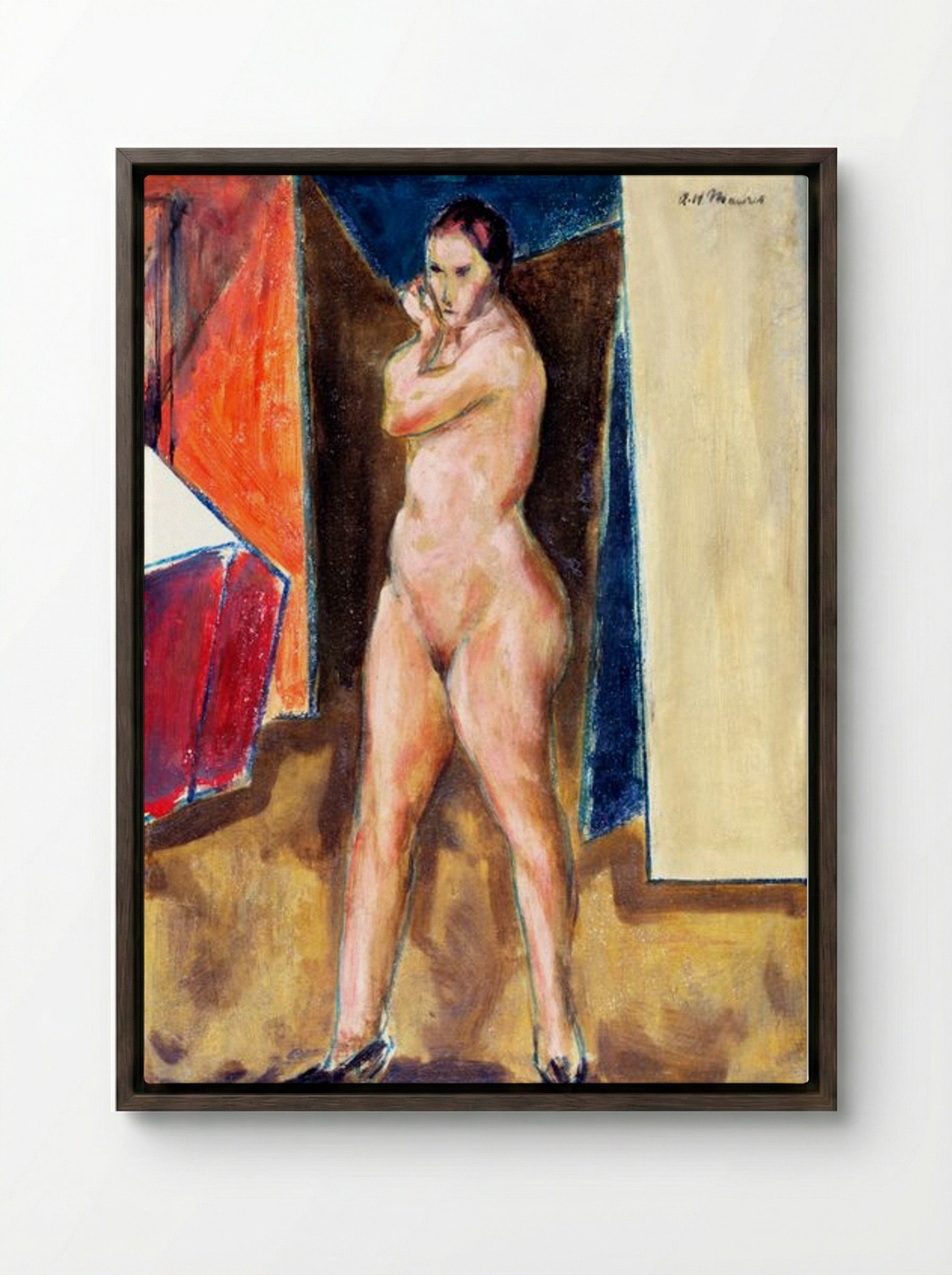 Nude (Standing Figure) - Alfred Henry Maurer - Framed Canvas Dark Wood
