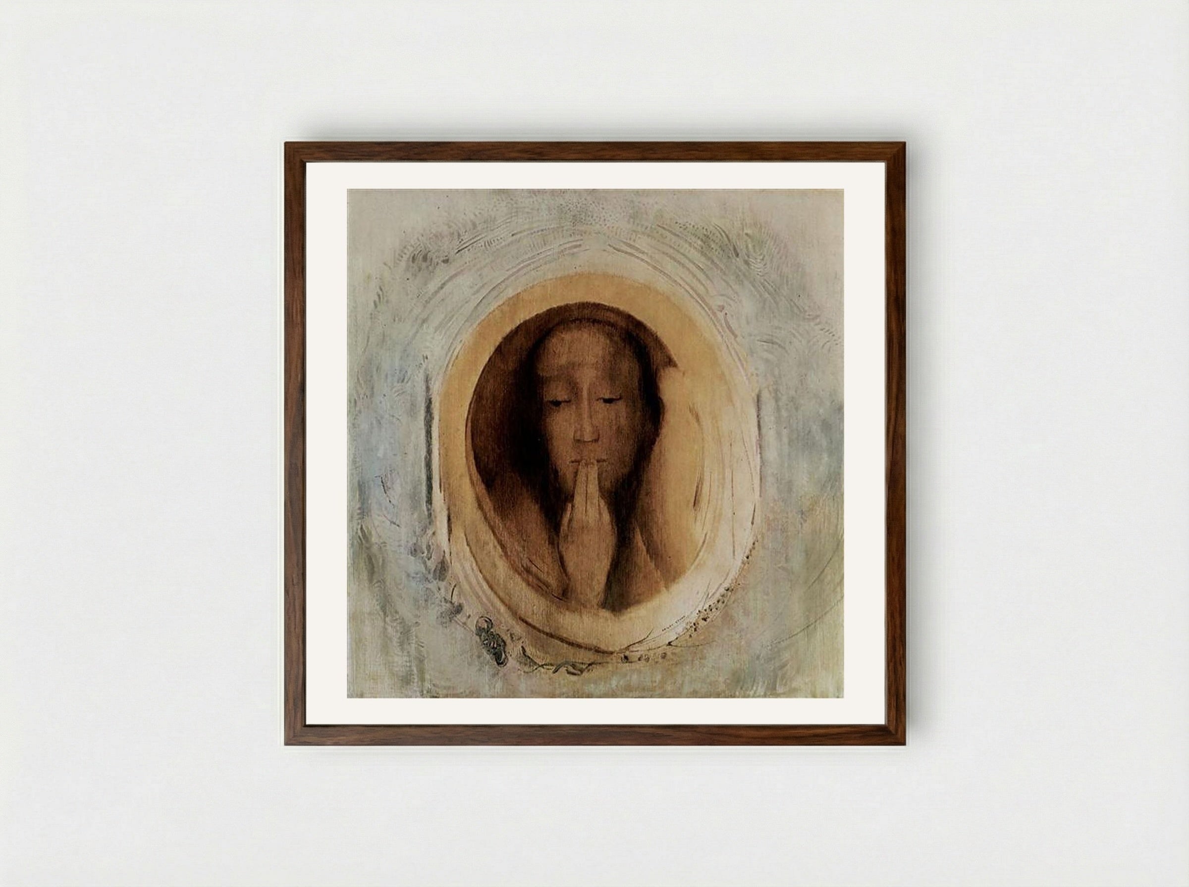 Silence - Odilon Redon - Framed Print Dark Wood