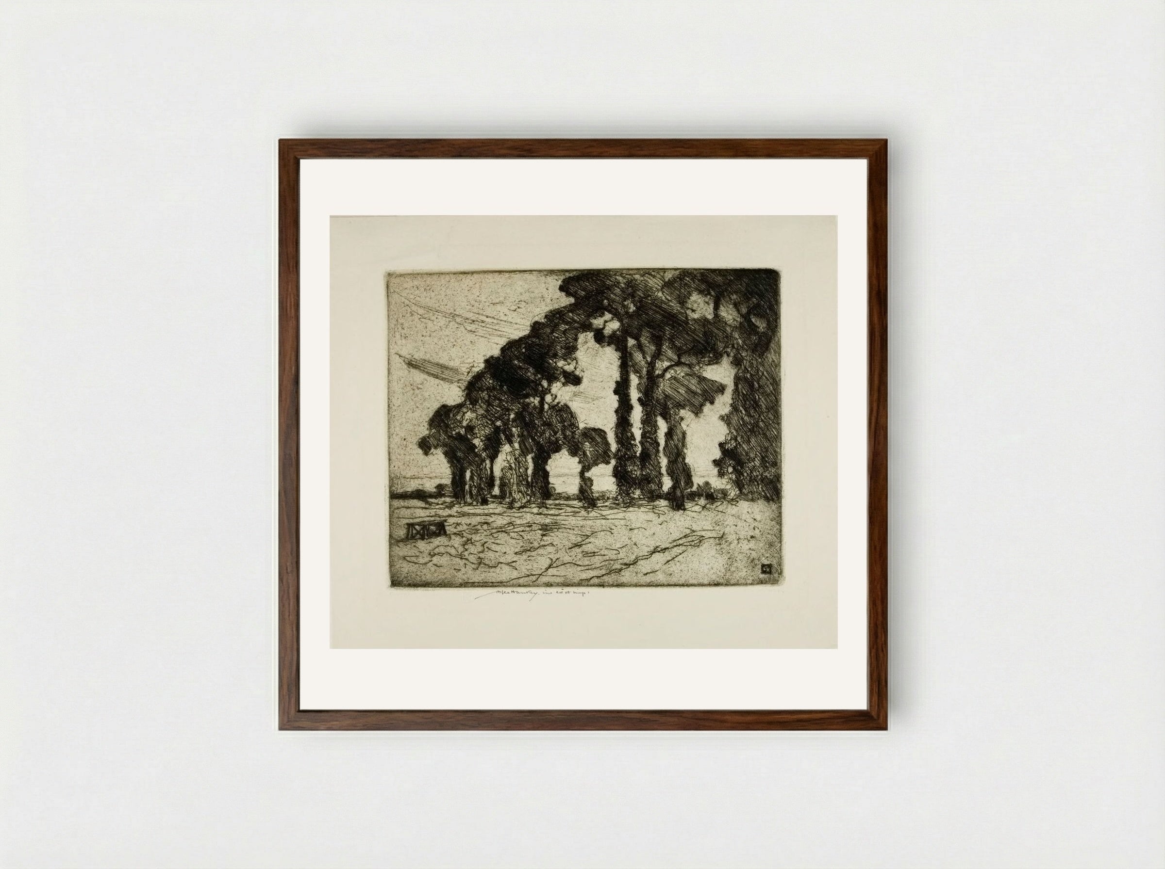 London Fields - William Lee-Hankey - Framed Print Dark Wood