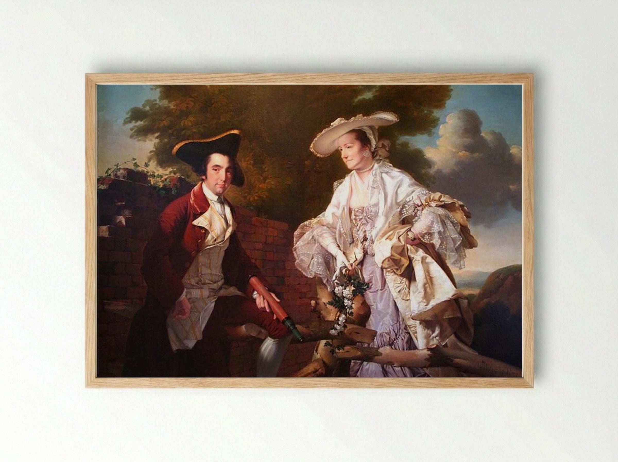 Peter Perez Burdett and his First Wife Hannah - Joseph Wright - Framed Print Wood