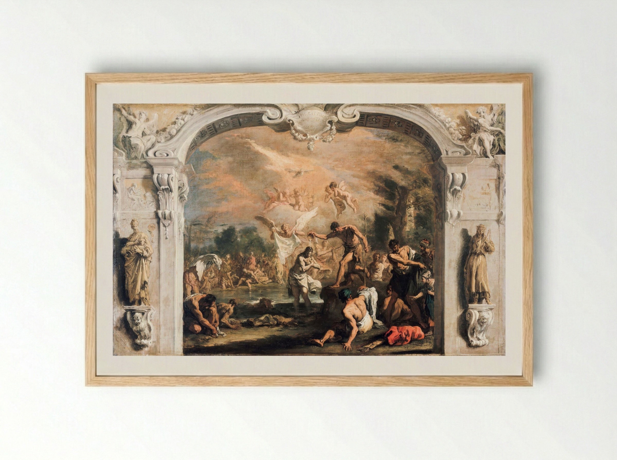 The Baptism of Christ - Sebastiano Ricci - Framed Print Wood