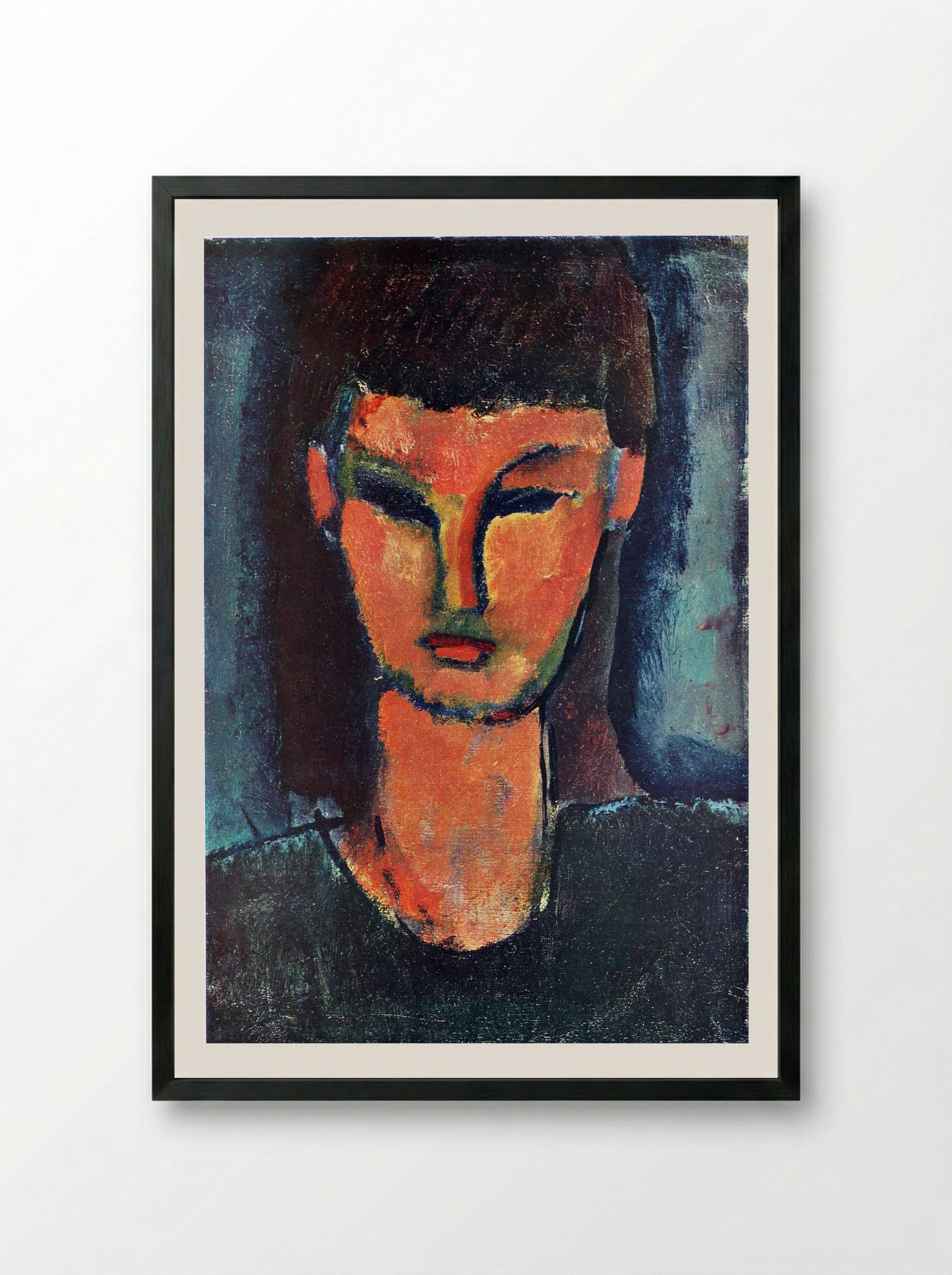 Young Woman with Dark Hair - Amedeo Modigliani - Framed Print Black