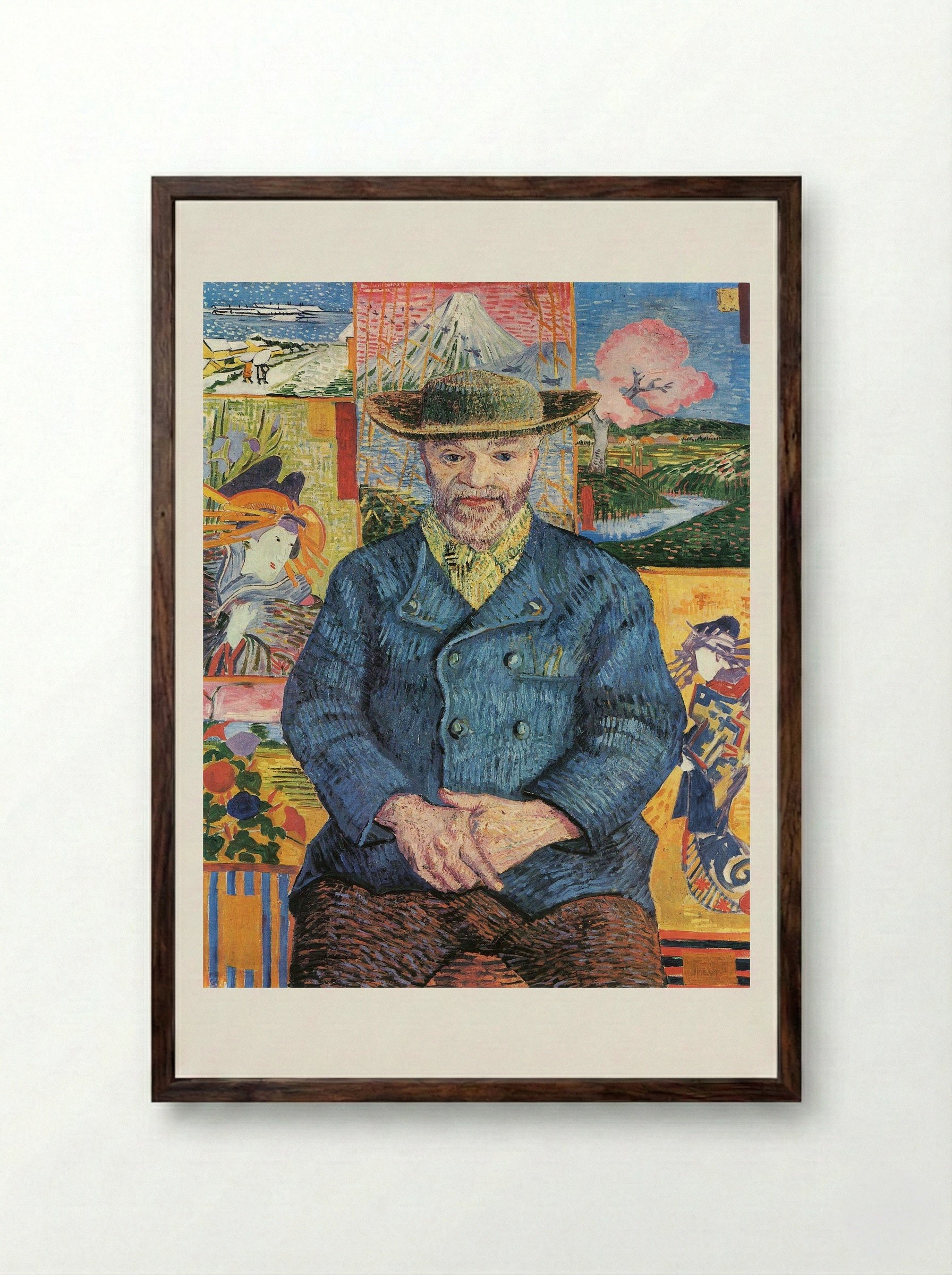 Portrait of Père Tanguy - Vincent van Gogh - Framed Print Dark Wood