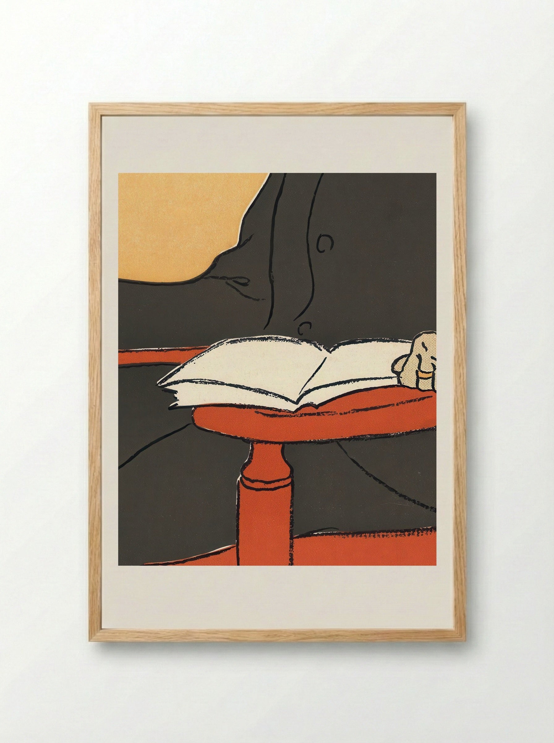 Man Reading in Armchair - Edward Penfield - Framed Print Wood