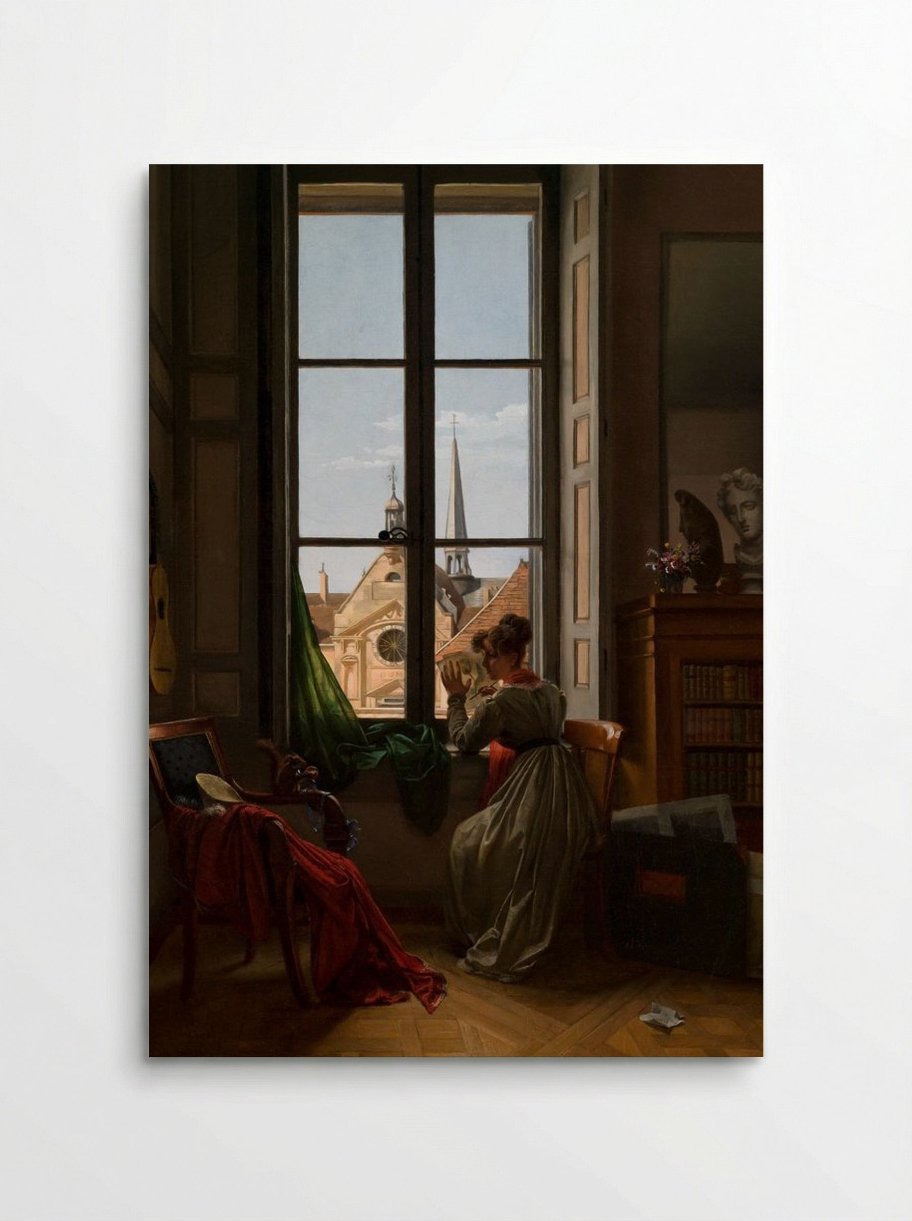Interior with a Young Woman Drawing - Marie-Denise Villers - Poster