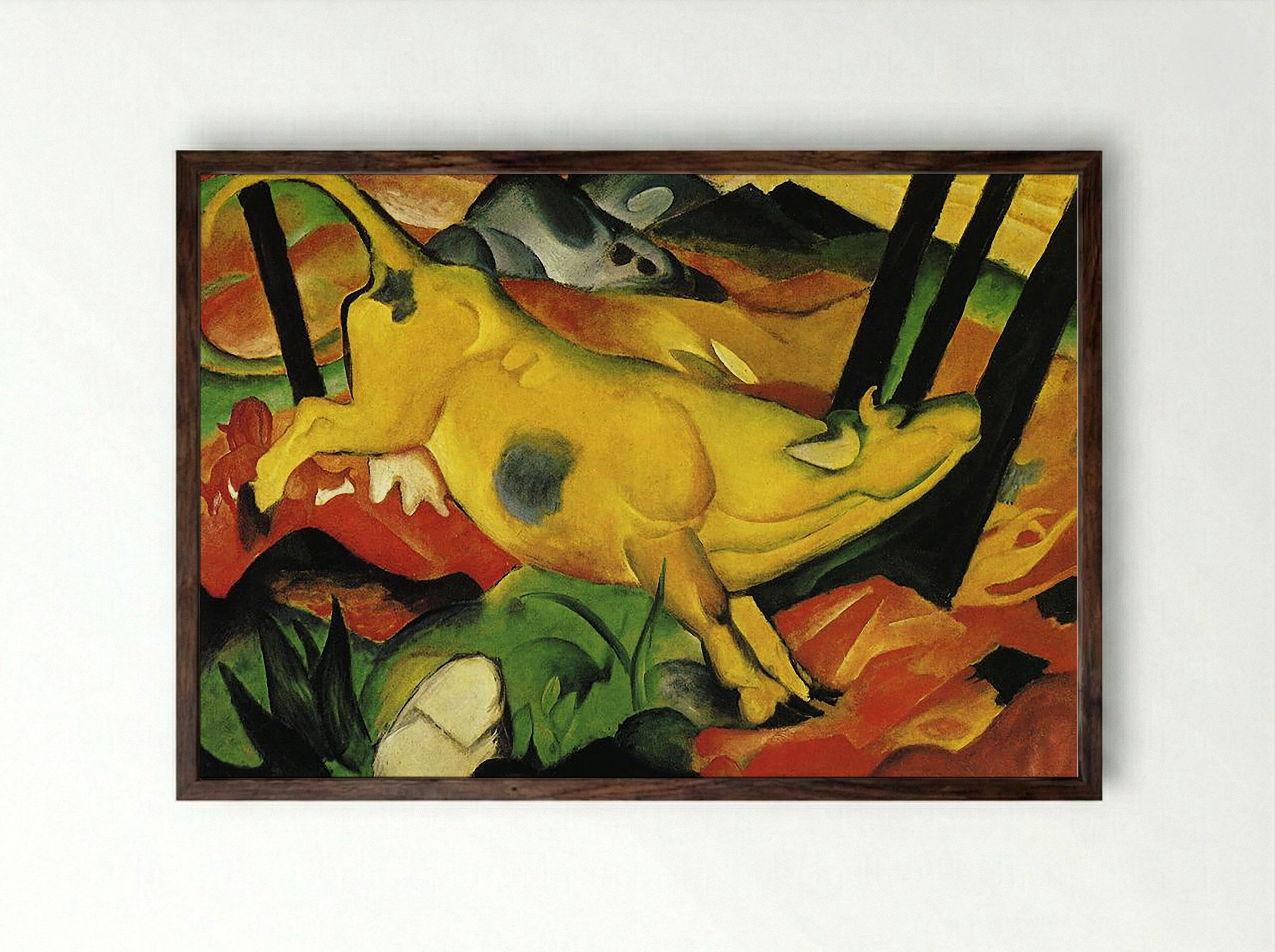 The Yellow Cow - Franz Marc - Framed Print Dark Wood