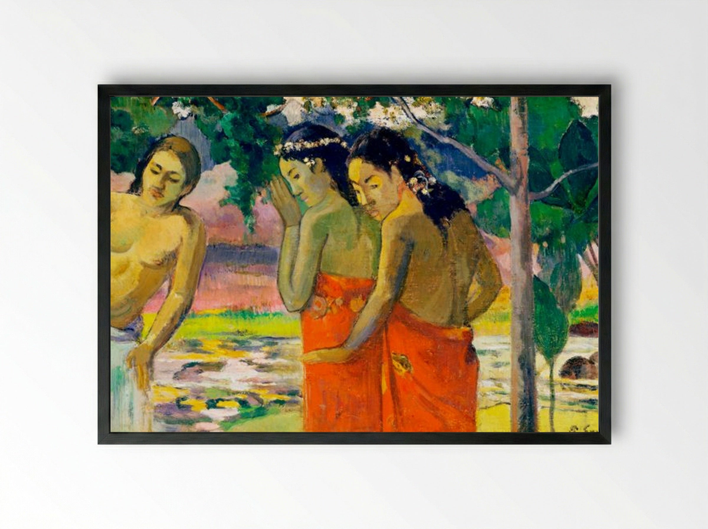 Three Tahitian Women - Paul Gauguin - Framed Print Black