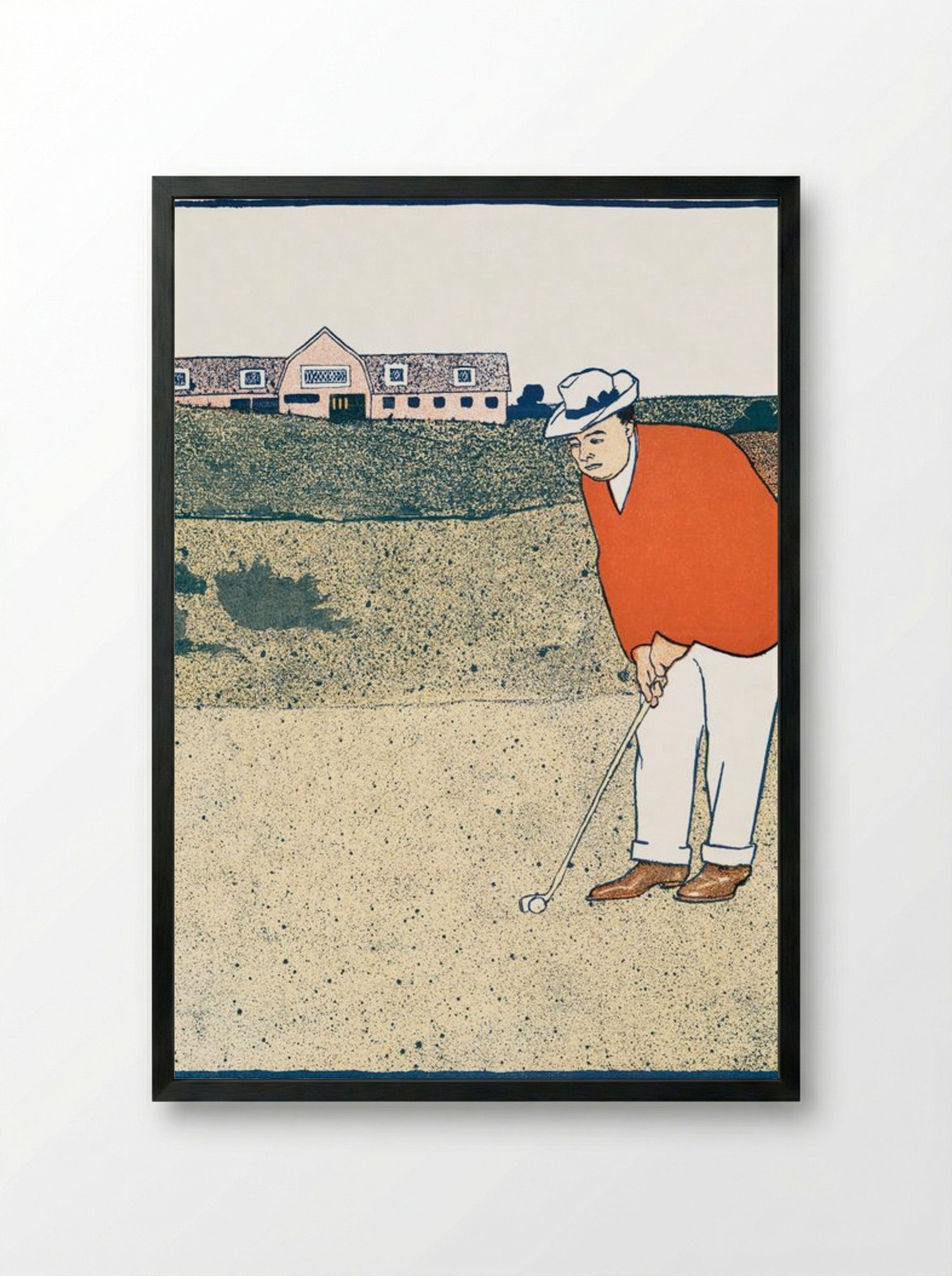 Man Playing Golf - Edward Penfield - Framed Print Black